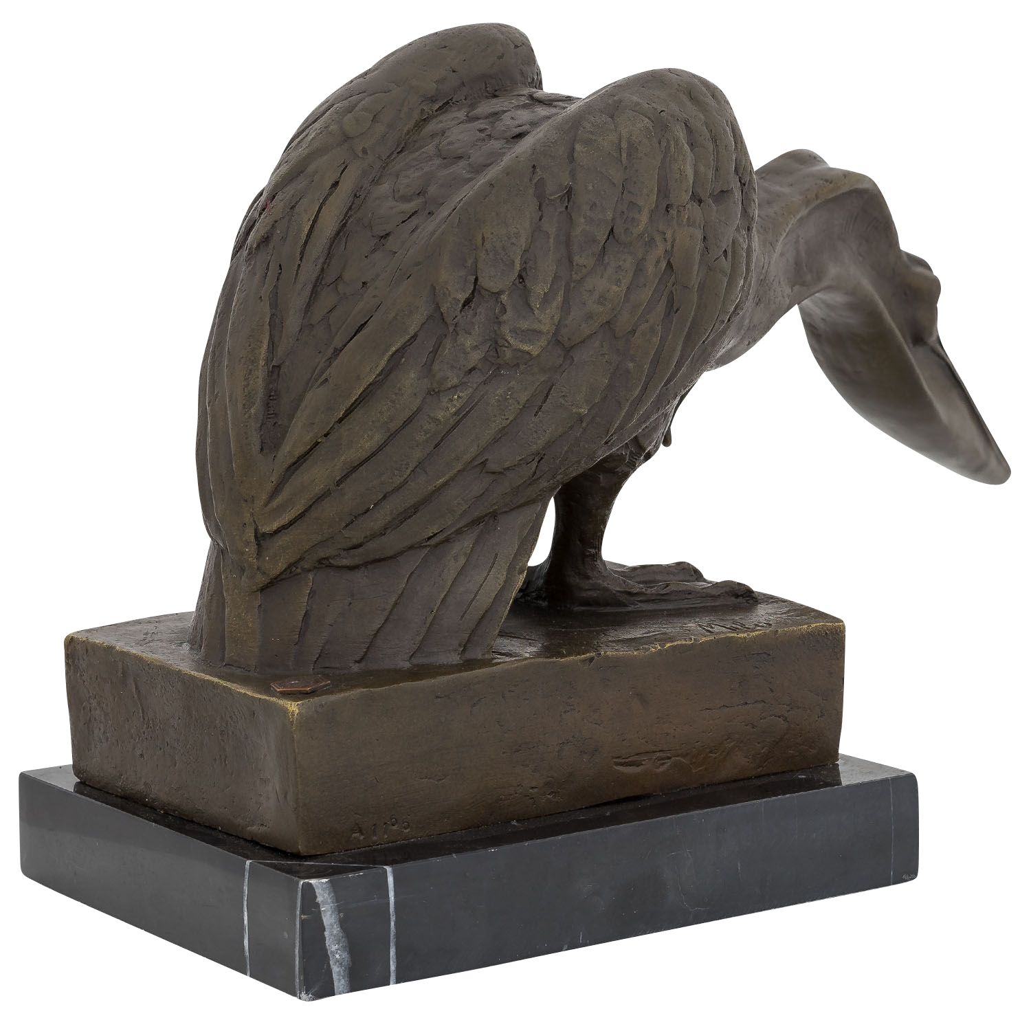 Bronzeskulptur Pelikan Stein Wasservogel Bronze Figur Statue Antik-Stil 40cm