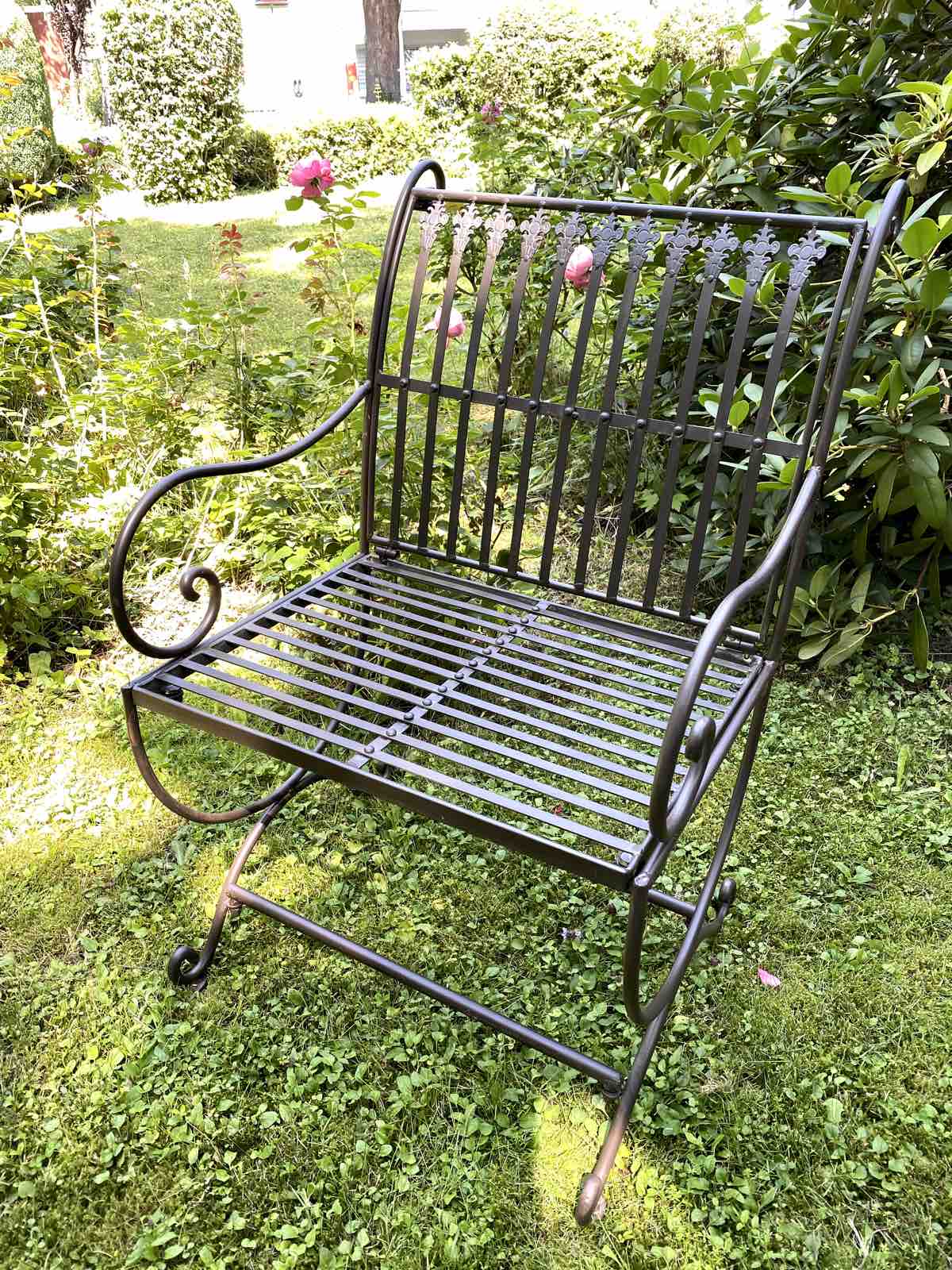 Gartenstuhl Stuhl Gartenmobiliar Nostalgie Eisen 87cm braun Antik-Stil