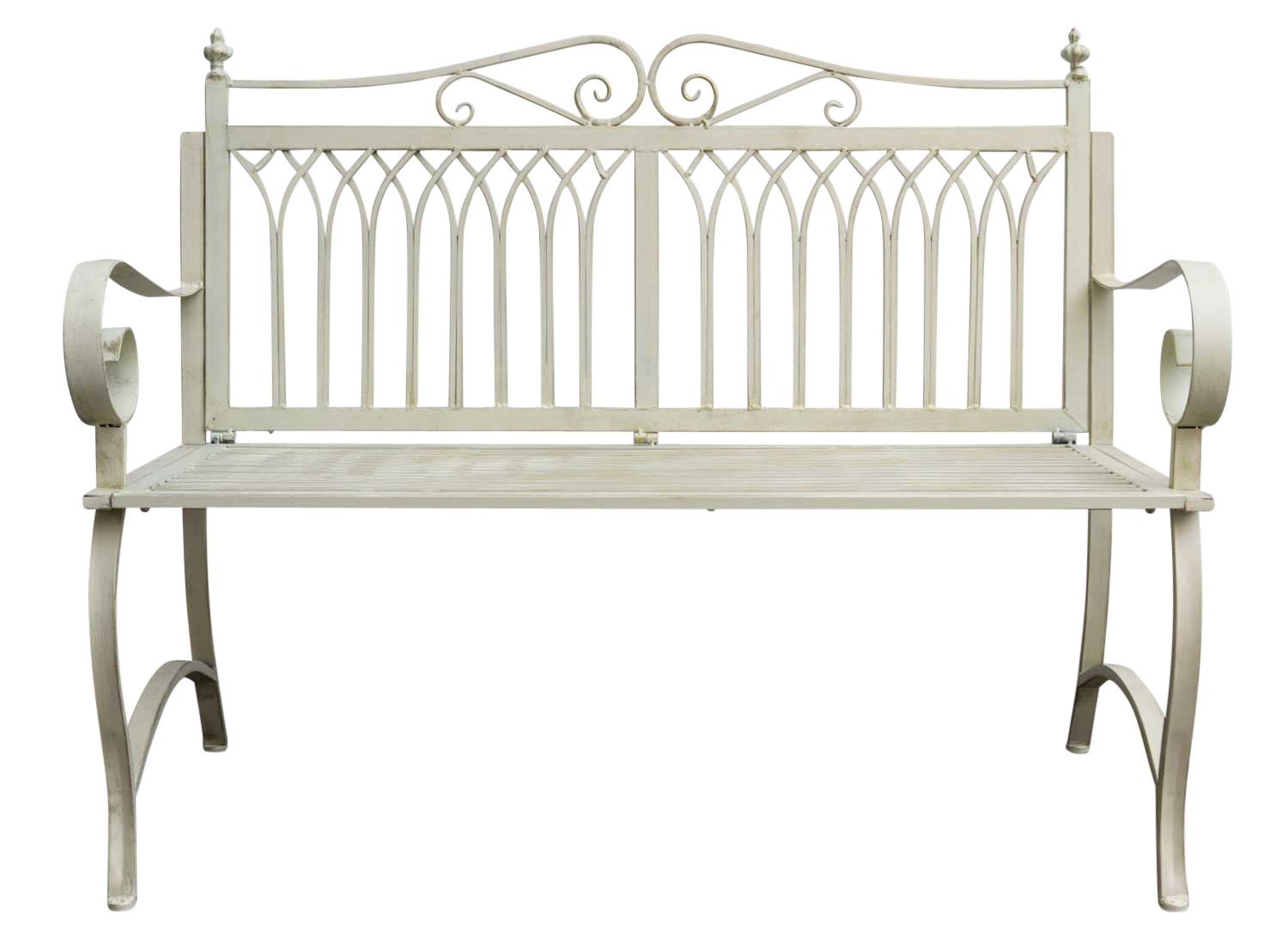 Gartenbank Bank Antik-Stil Garten Metall creme weiß Gartenmöbel Parkbank 119cm