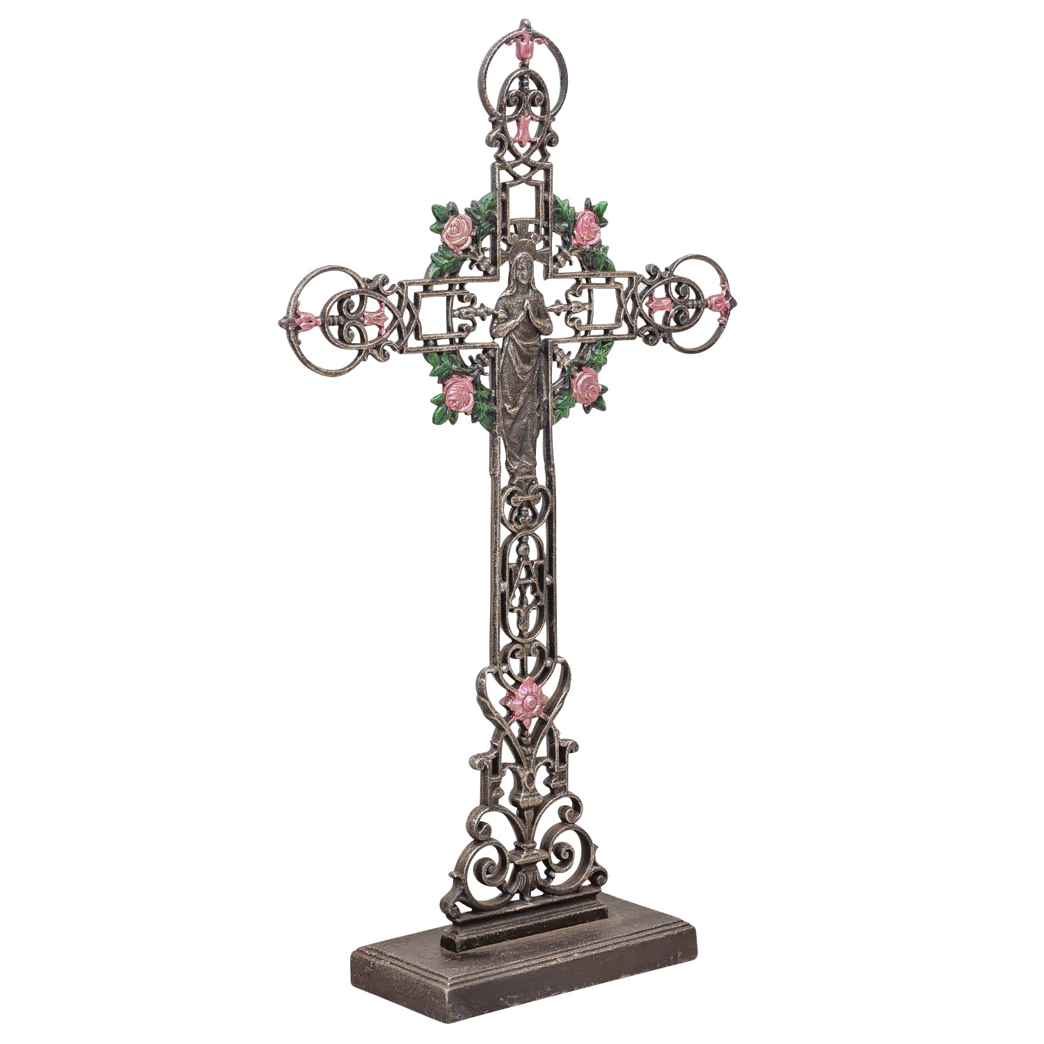 XXL 88cm Kreuz Kruzifix Anitk-Stil Eisen Deko Standkreuz Kirche Altar