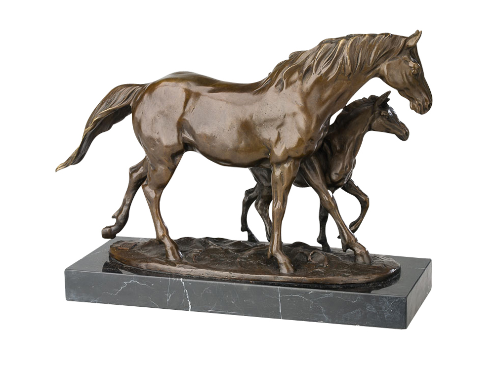Bronze Skulptur Pferd Fohlen 6,5kg Figur Bronzeskulptur Pferde Bronzefigur