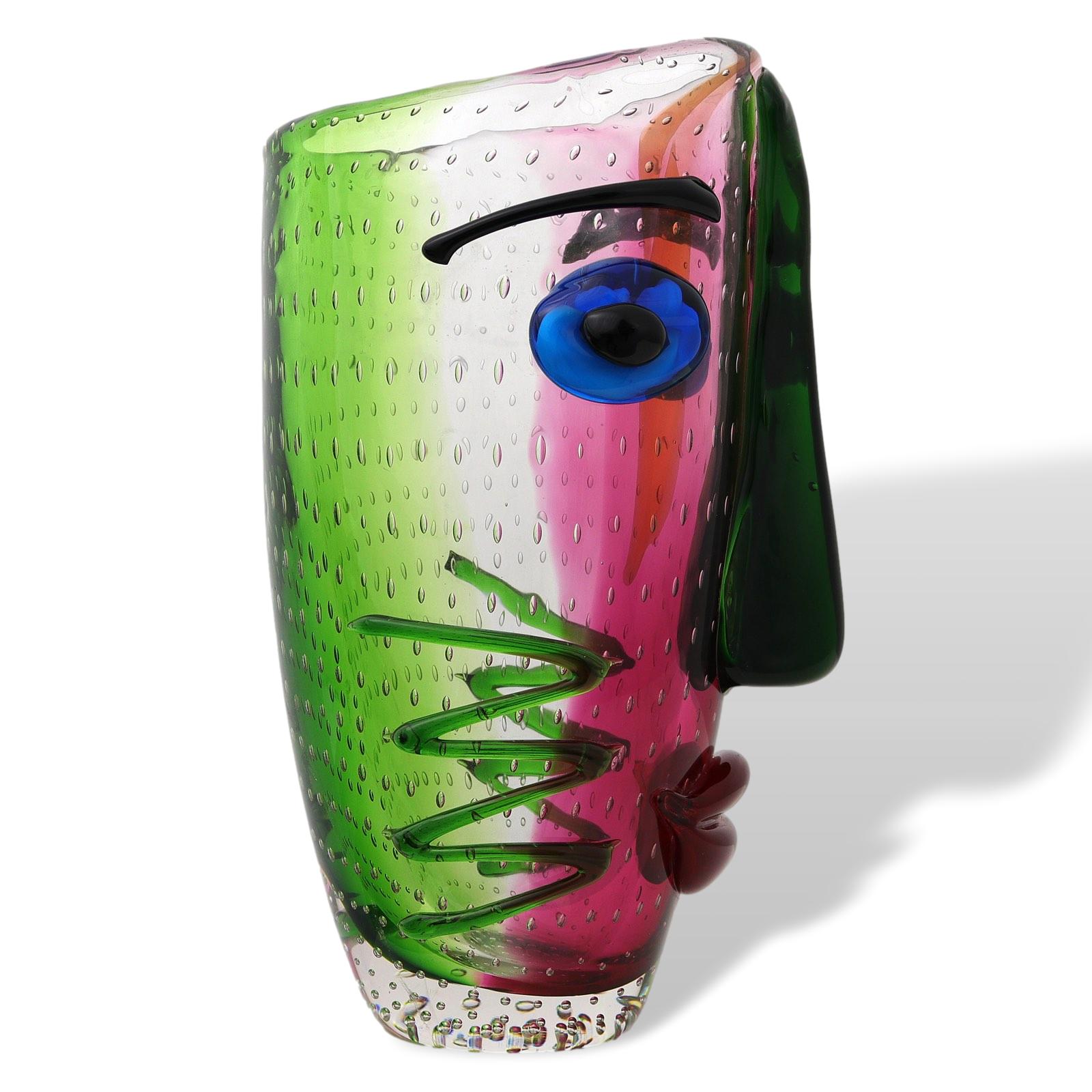 GL1099-3a Glasvase Tischvase Vase Gesicht Glas im Murano Antik Stil 30cm
