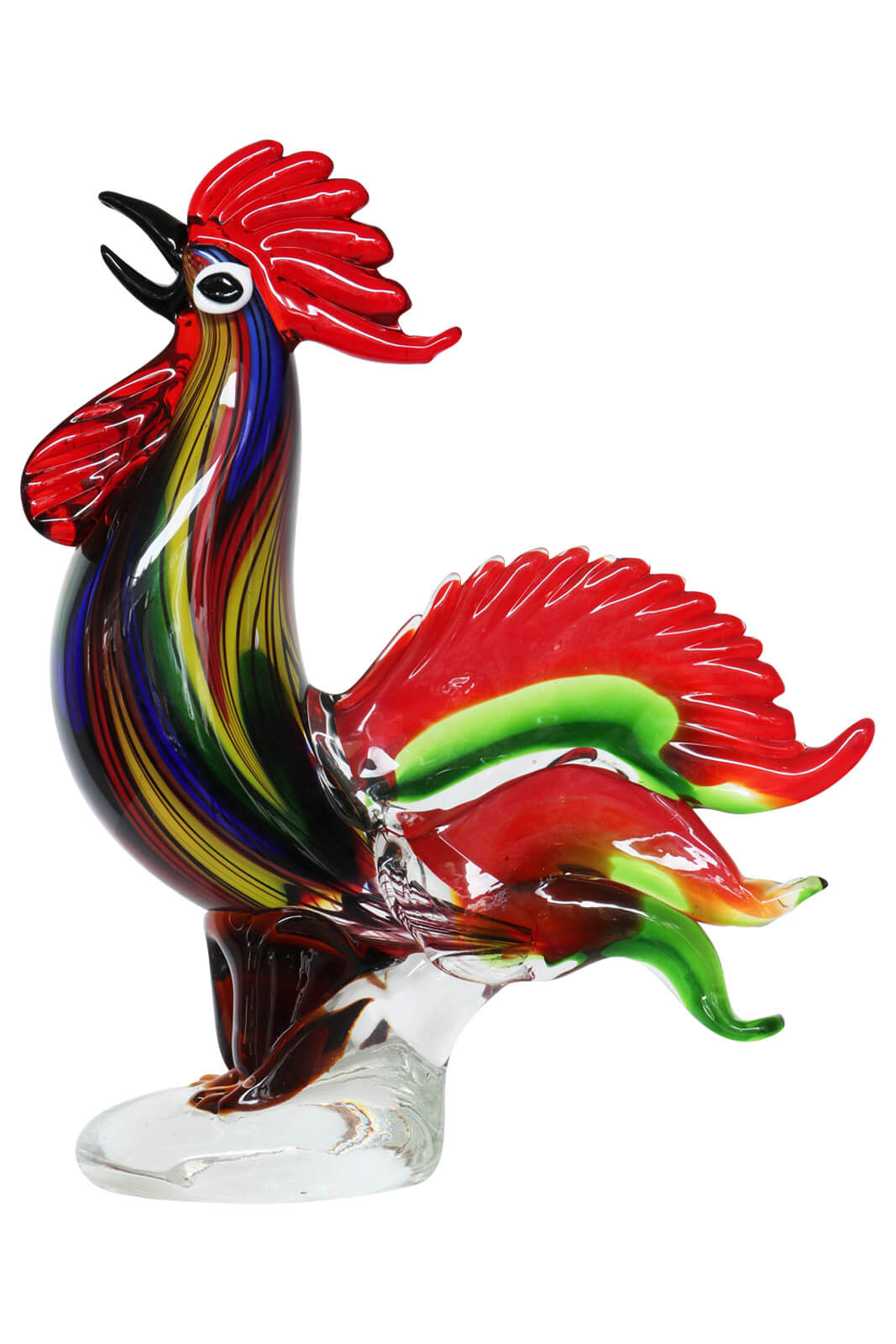 Glasfigur Figur Skulptur Huhn Glas Glasskulptur Hahn Murano Antik-Stil - 35cm