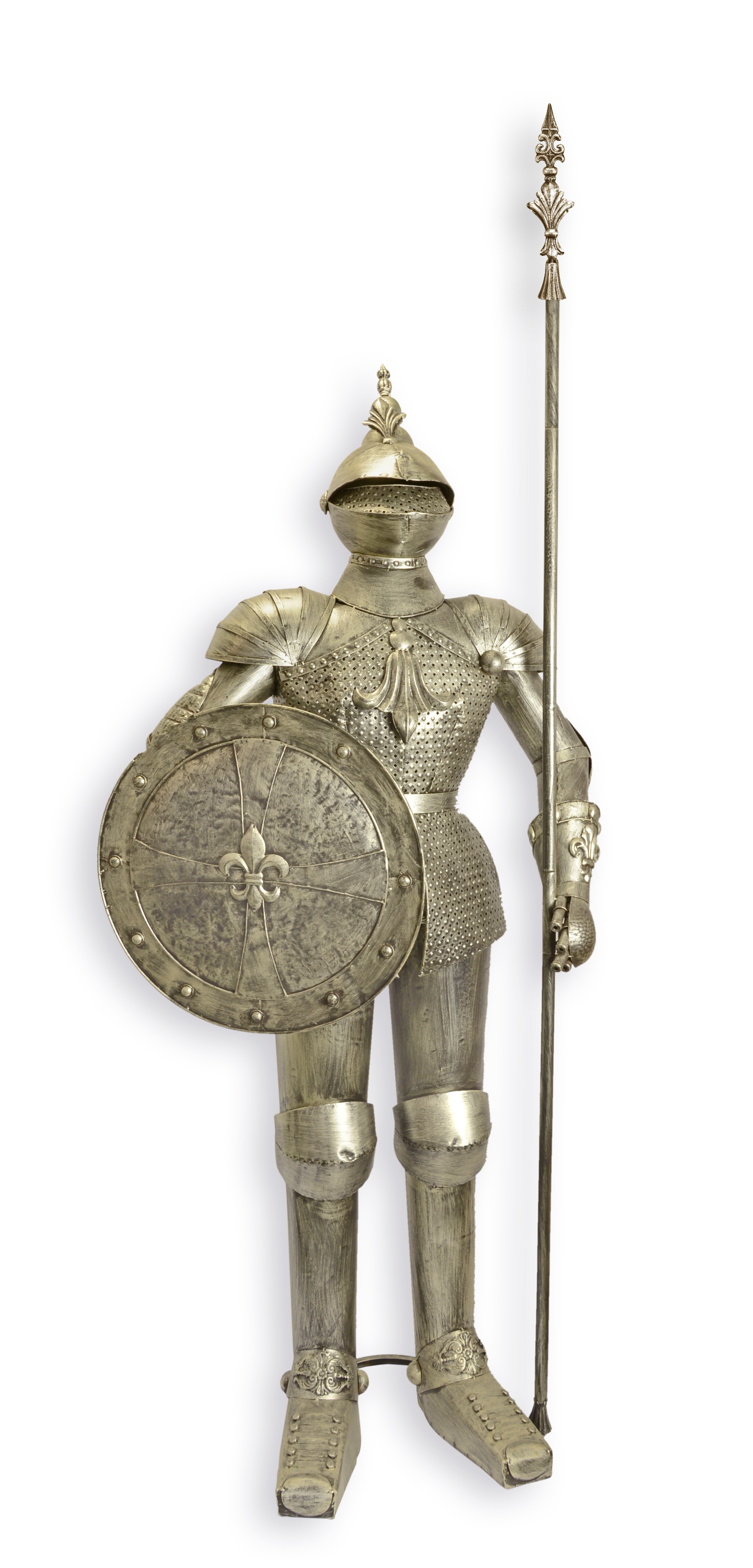 Armadura de caballero de hierro con lanza réplica diseño retro decoración