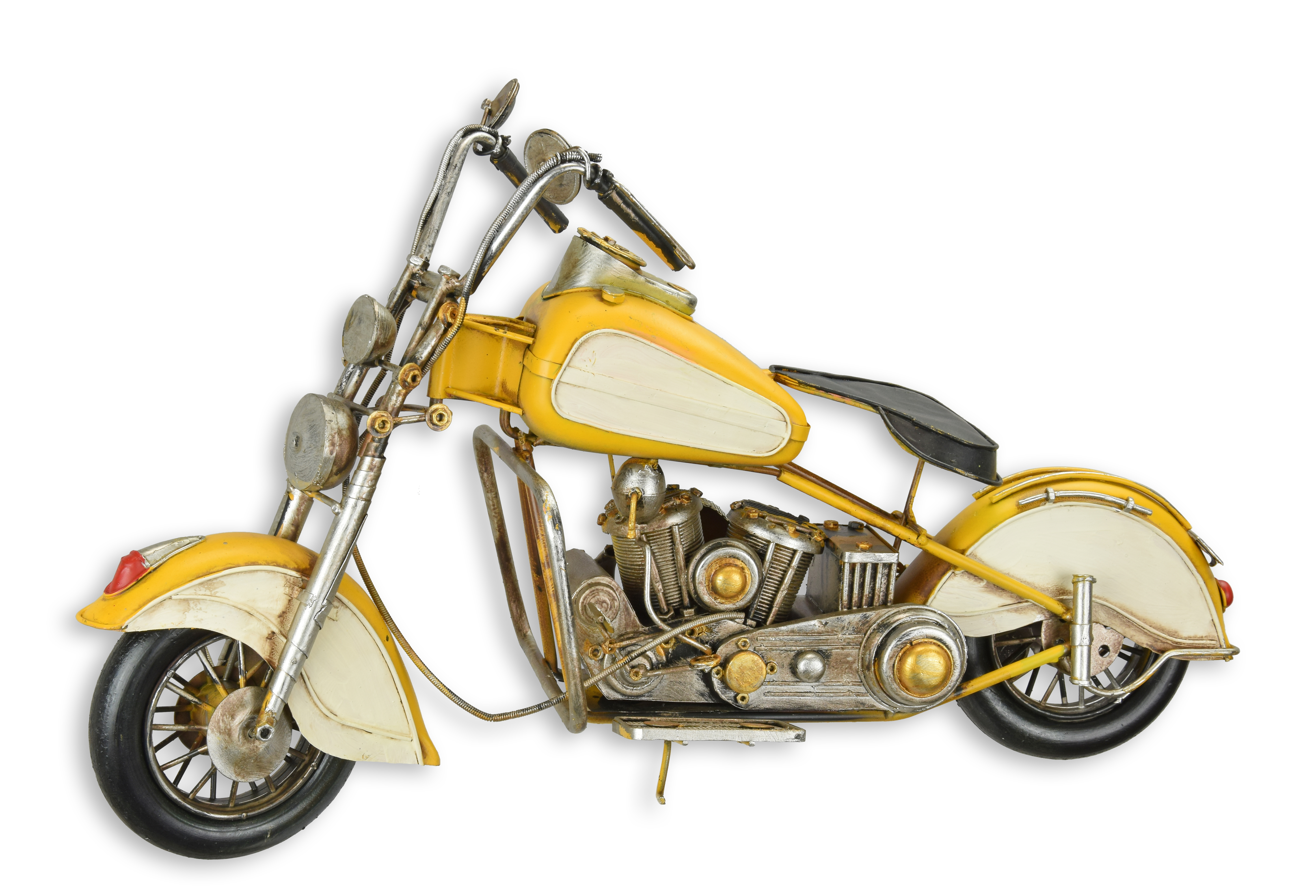Una maqueta de hojalata de una motocicleta réplica diseño retro decoración