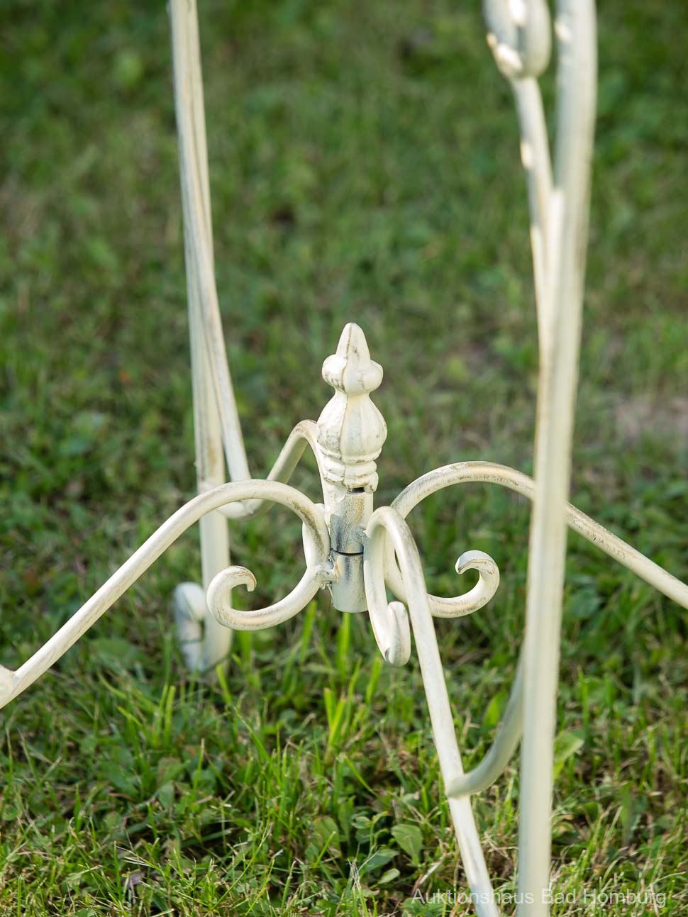 Gartentisch Tisch 73cm Garten Eisen Antik-Stil Gartenmöbel creme weiss iron