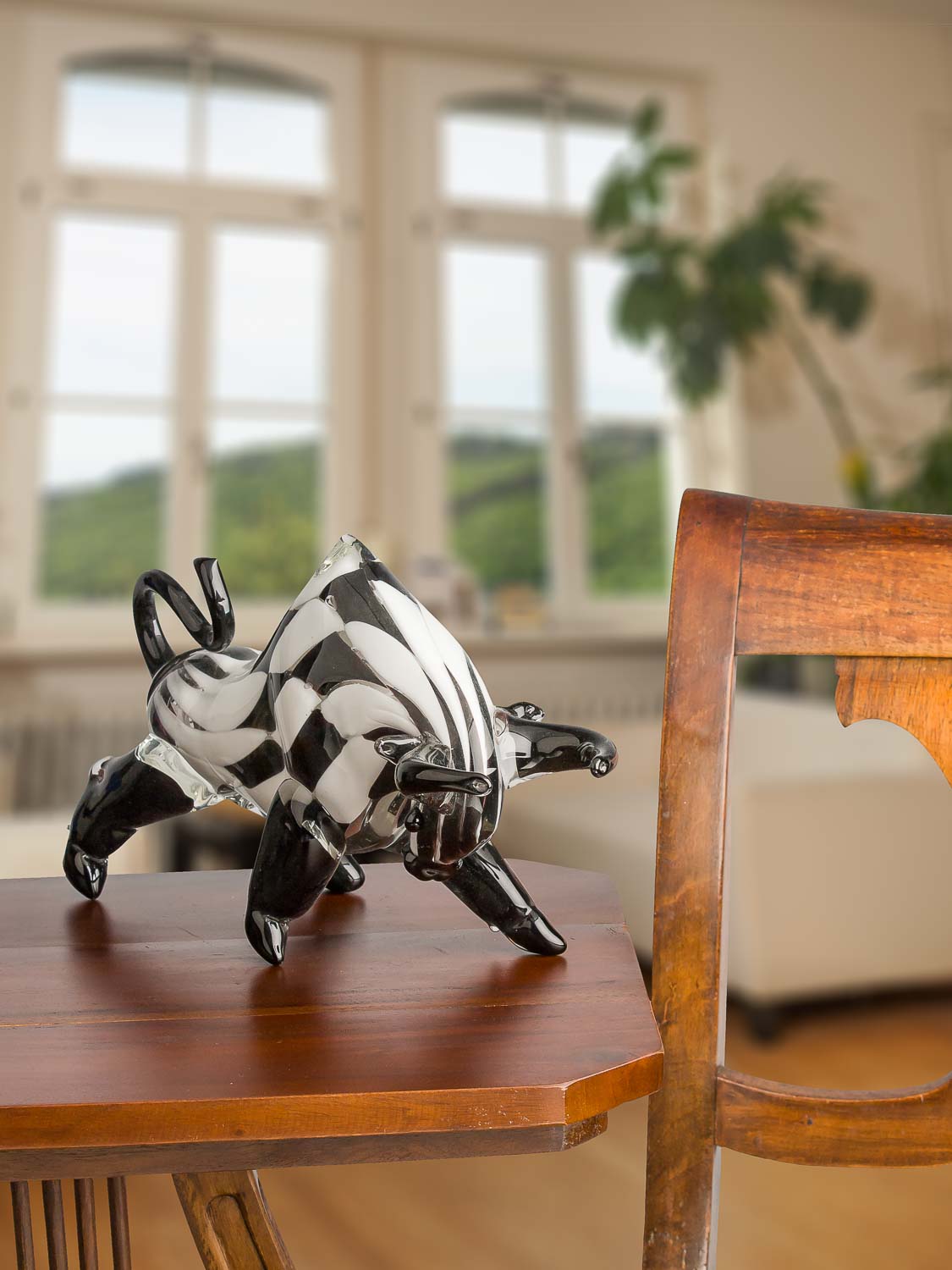 Glasfigur Figur Skulptur Stier Bulle Glas Glasskulptur Murano Antik-Stil - 33cm