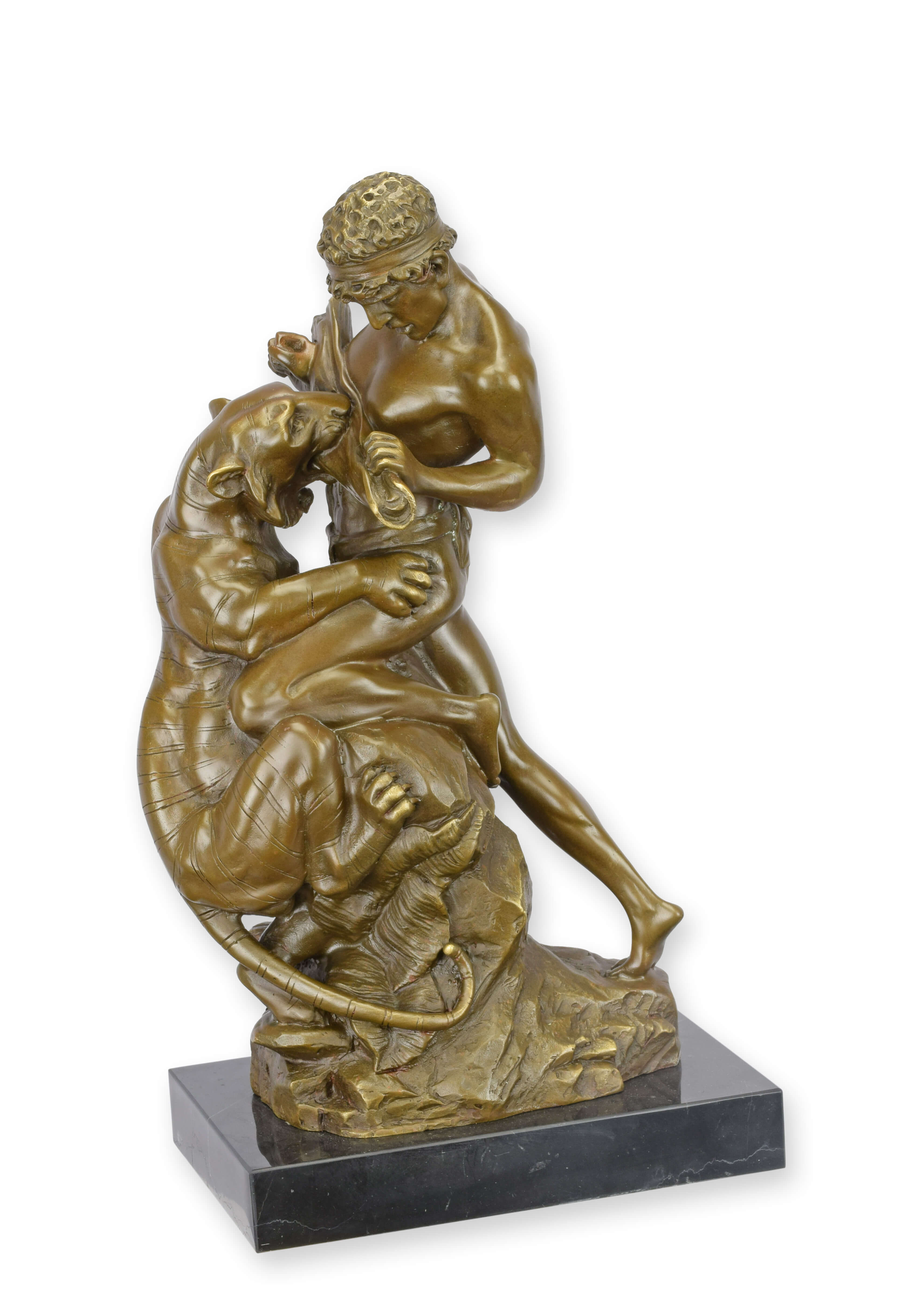 Escultura de bronce escena de combate según Drouot réplica diseño retro decoración