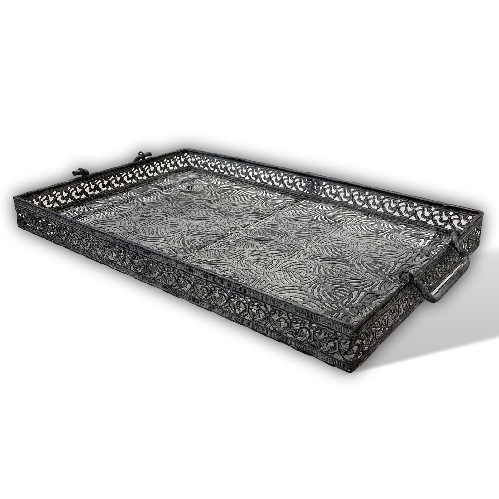 Butlers tray Serviertisch Tisch Klapptisch Gartentisch Metall grau Antik-Stil