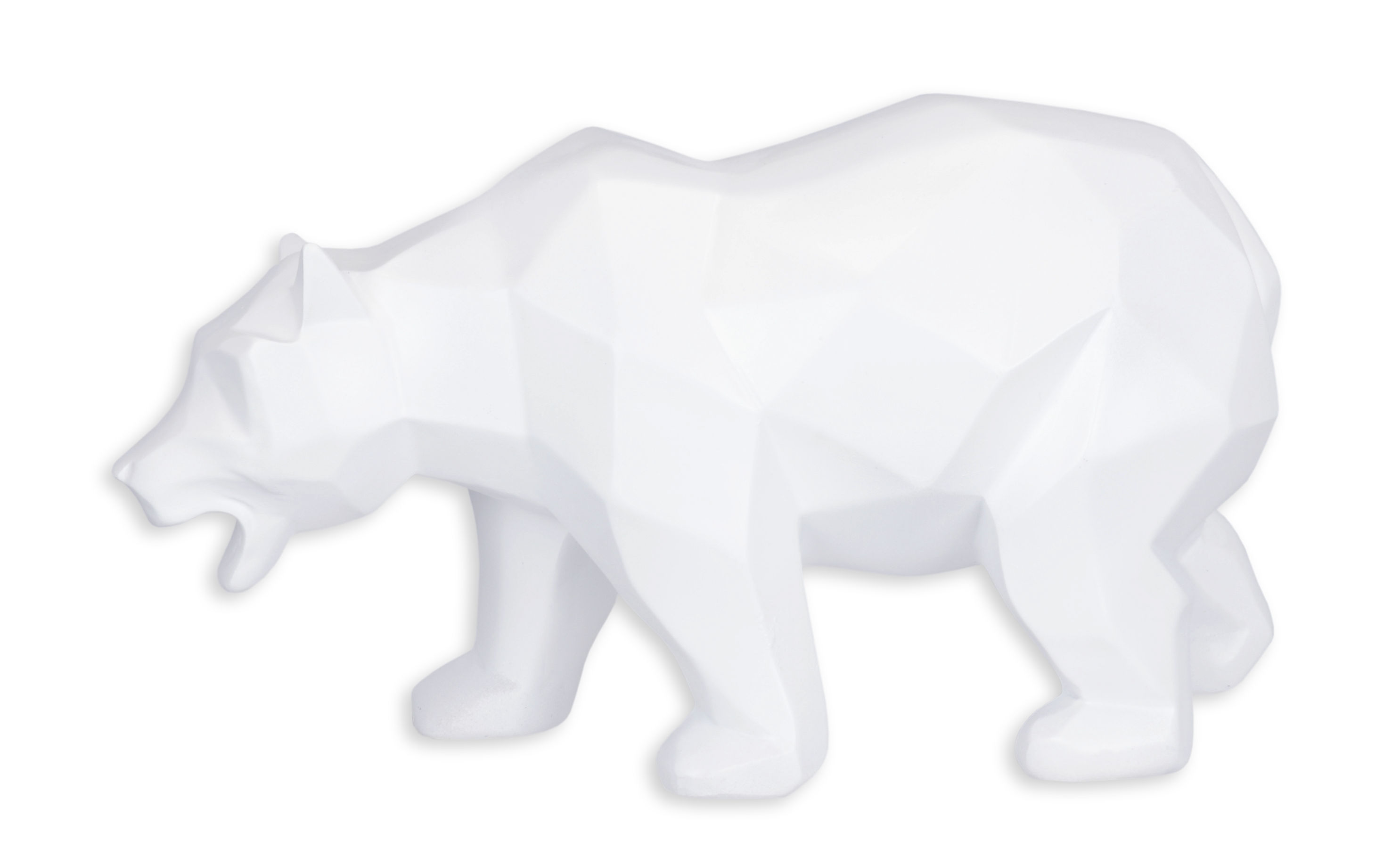 Figurita poligonal de resina de un oso, blanco. réplica diseño retro decoración