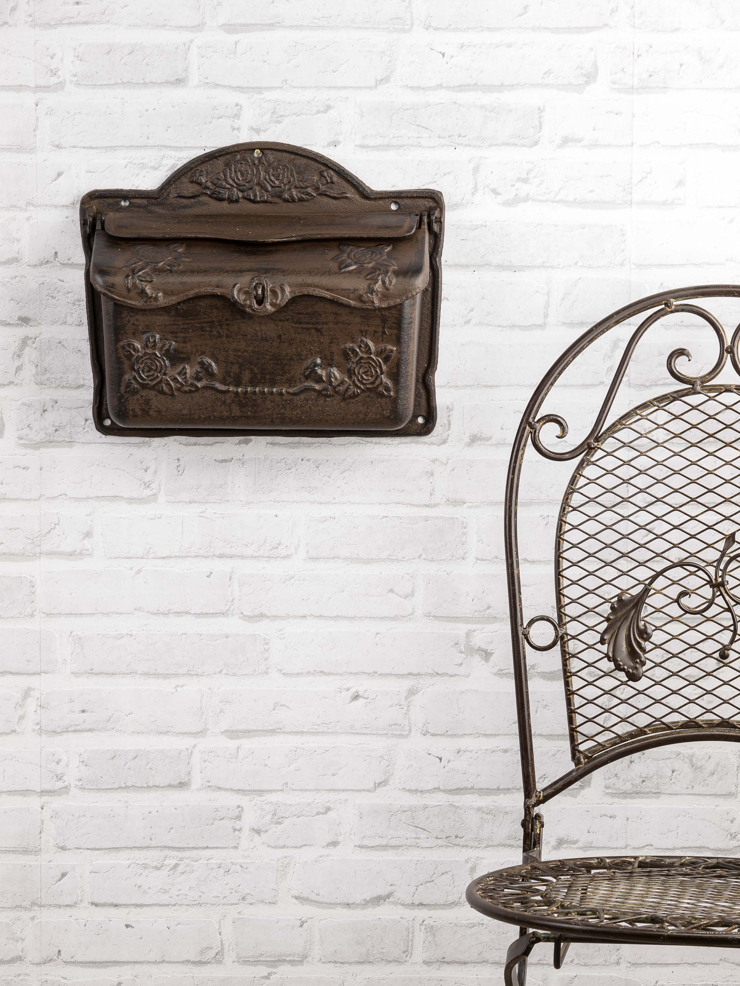 Briefkasten Wandbriekasten Eisen Antikstil Landhausstil Shabby iron letterbox