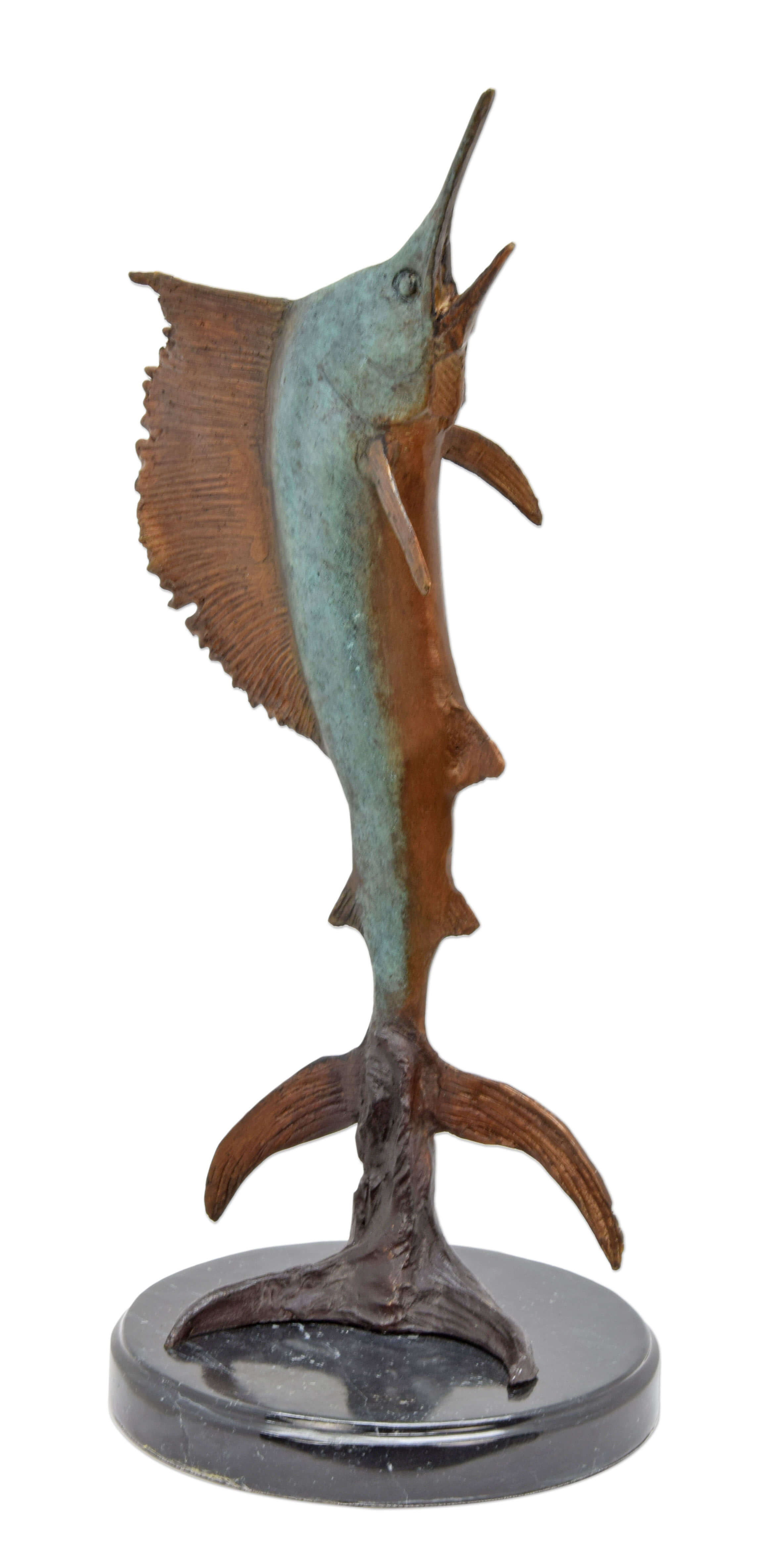 Escultura de bronce de un pez vela réplica diseño retro decoración