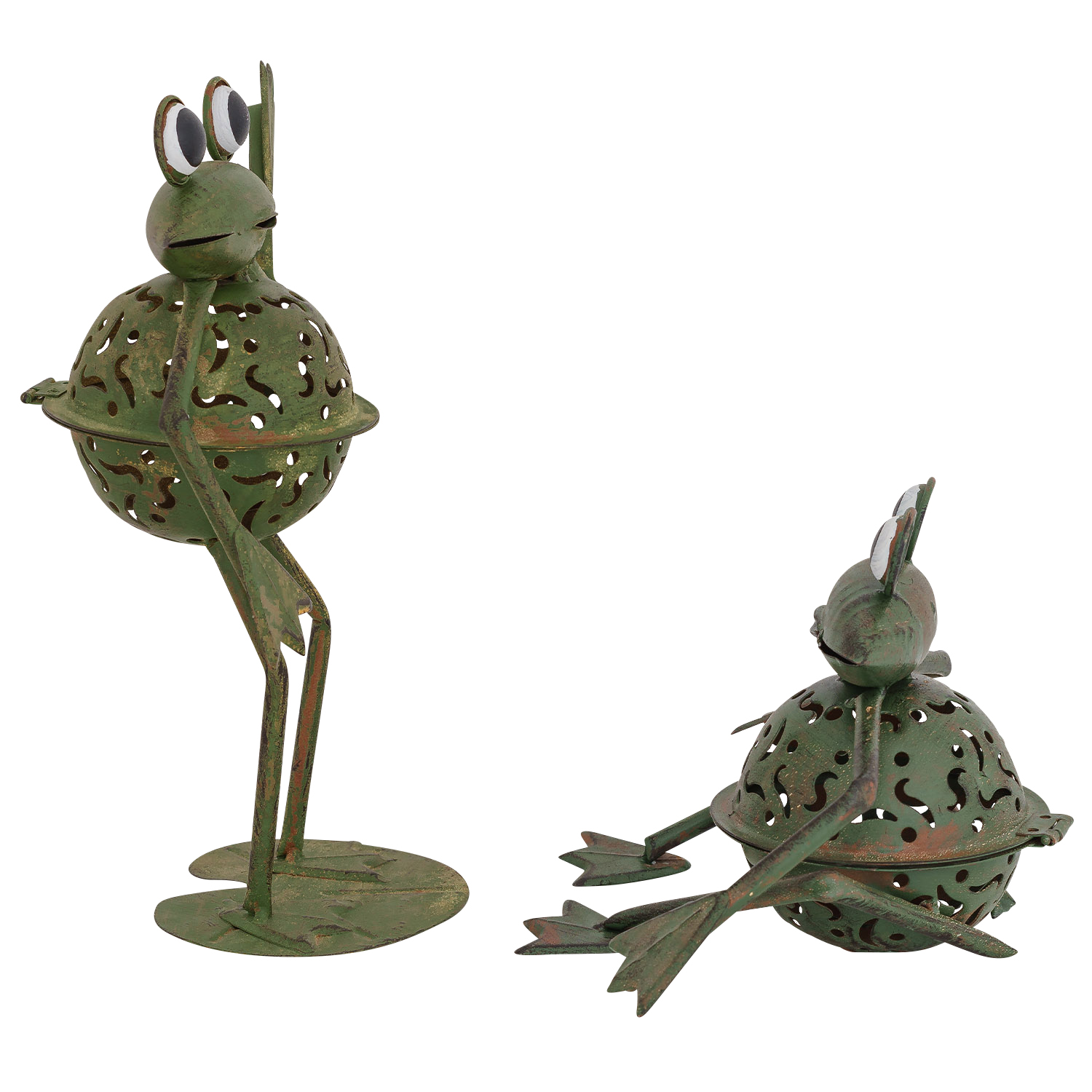 2x Windlicht Frosch Teelichthalter Frösche Garten garden tealight holder frog