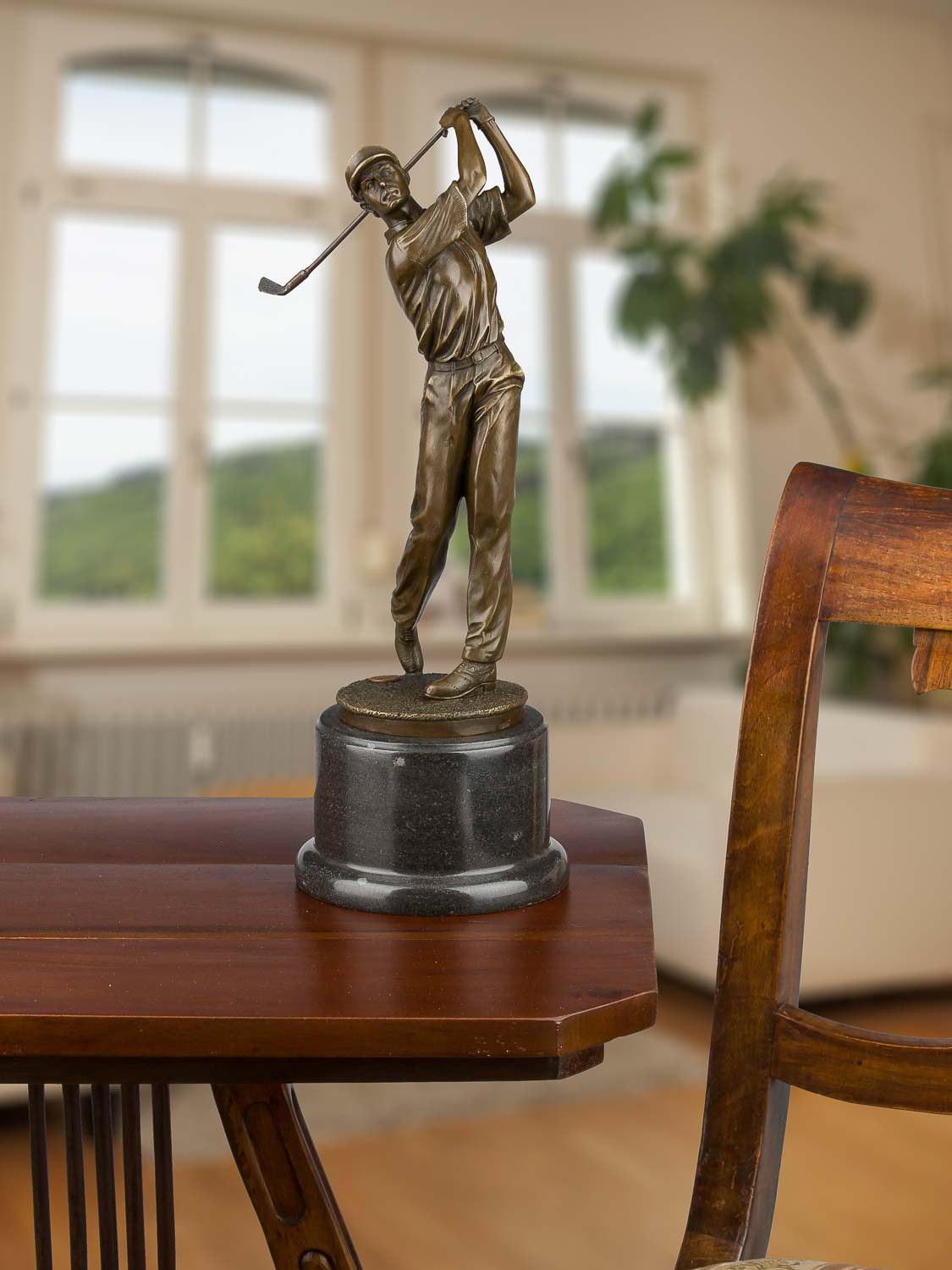 Bronzeskulptur Antik-Stil Golf Golfer Mann Abschlag Bronze Figur Statue - 38cm