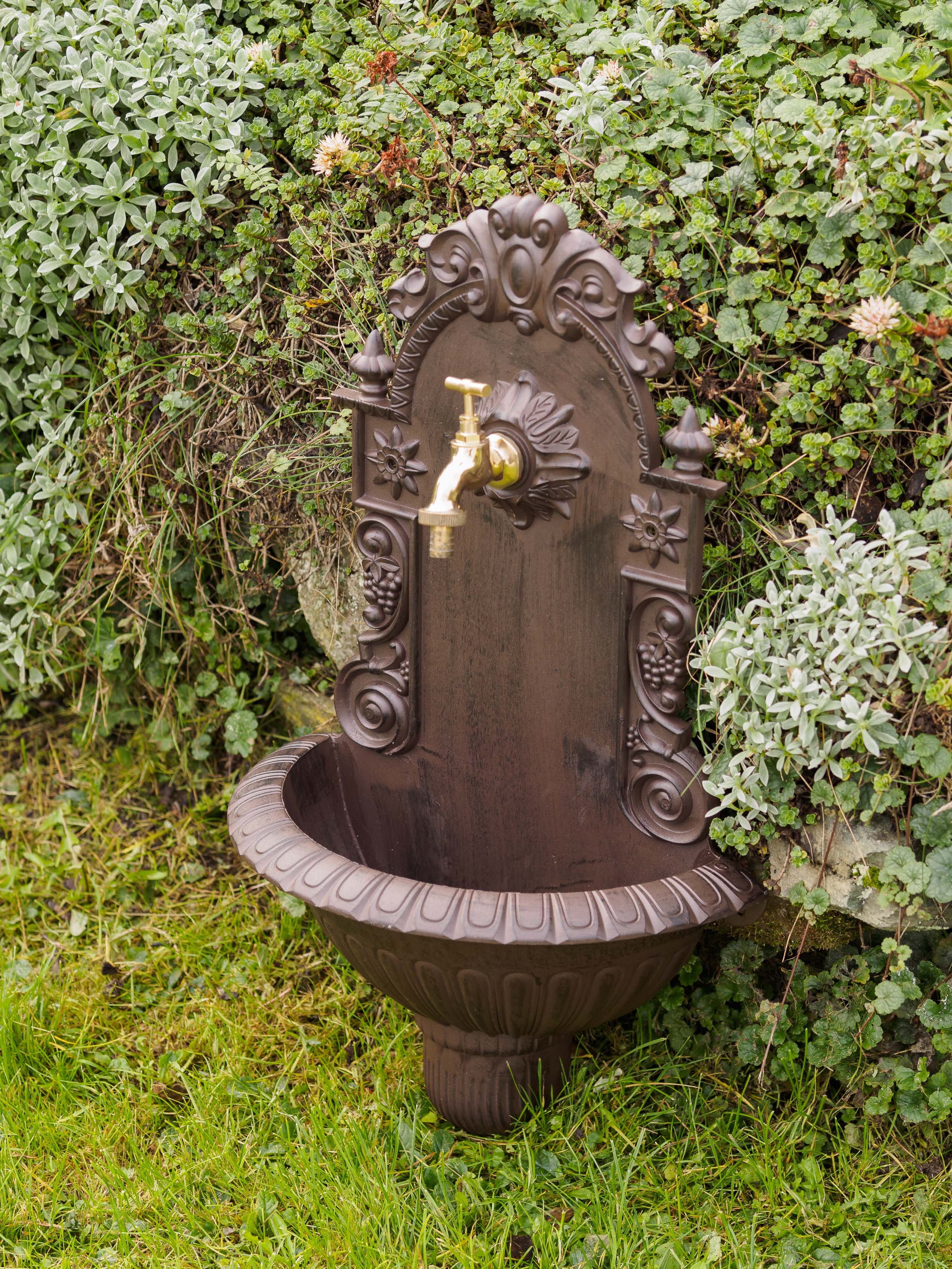 Waschbecken Wein Wandbrunnen Garten Aluminium Becken Antik-Stil