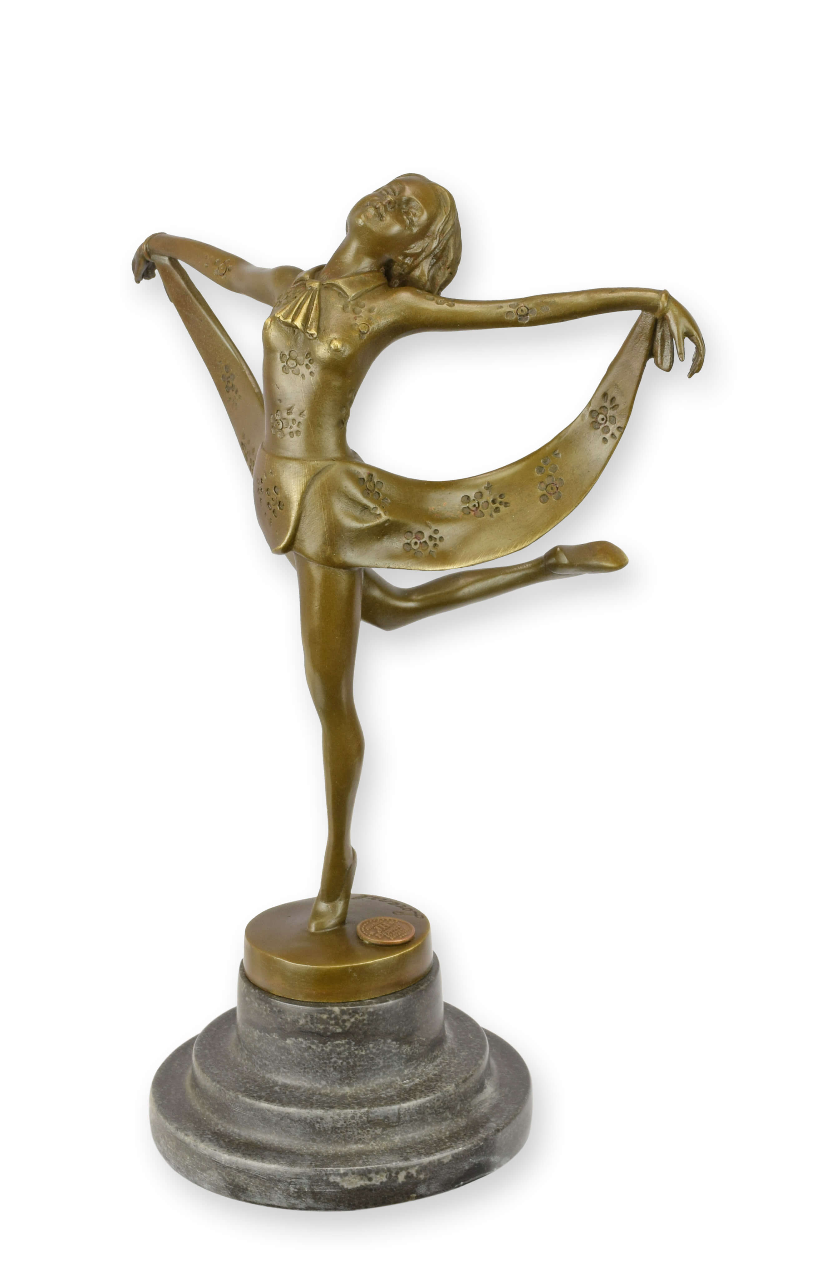 Figur, Tänzerin, Bronzefarben, Skulptur, Tonystandfuß