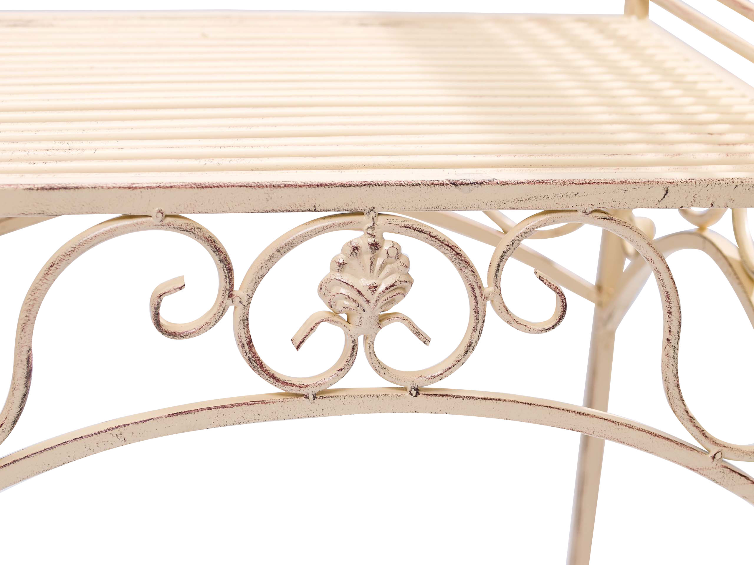 Gartenbank Eisen Metall Antik-Stil Garten Bank Gartenmöbel creme weiss 70cm