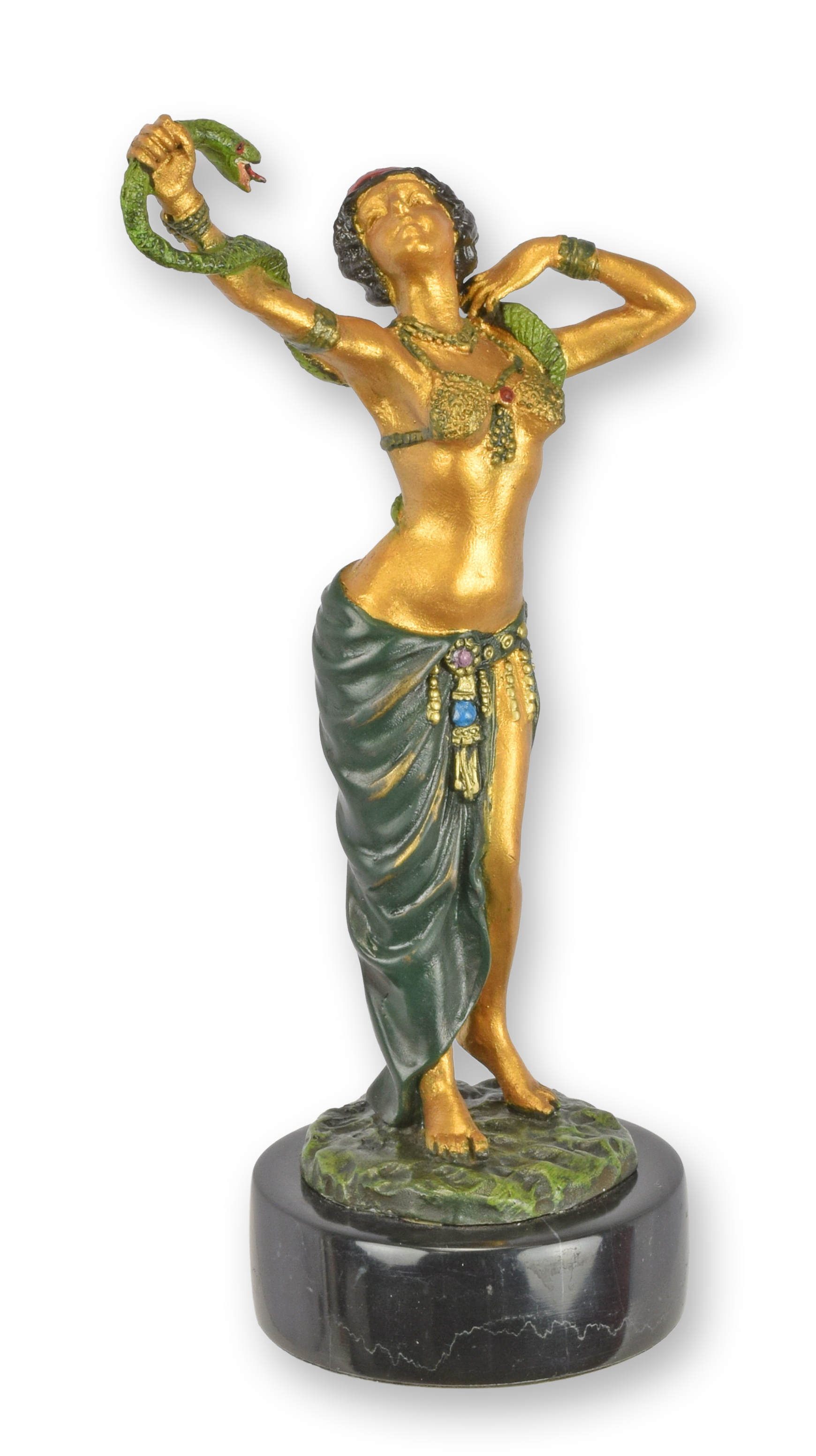 Figur, Tänzerin, golden, tribal, grüner-sari