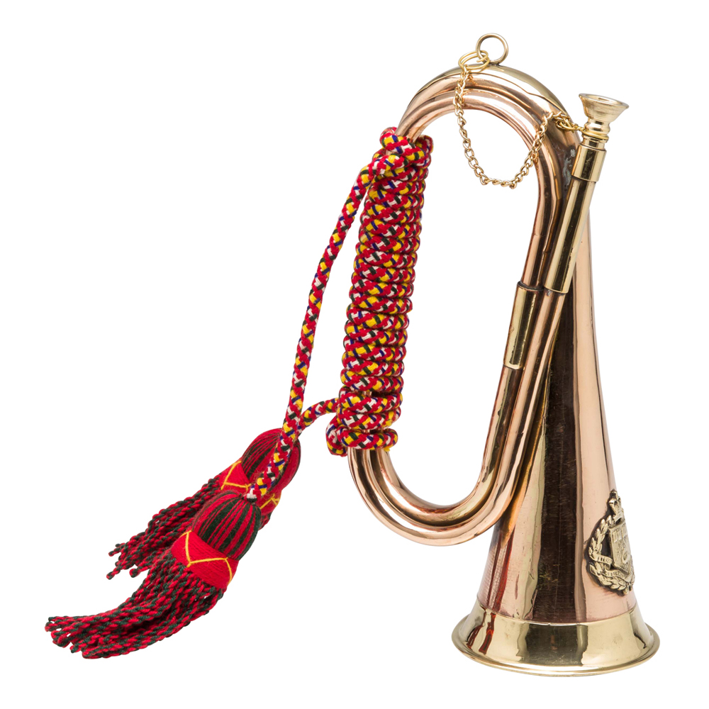 Horn Trompete Dekoration Messing 29cm antik Stil Nostalgie Jagd Jagdhorn Fanfare