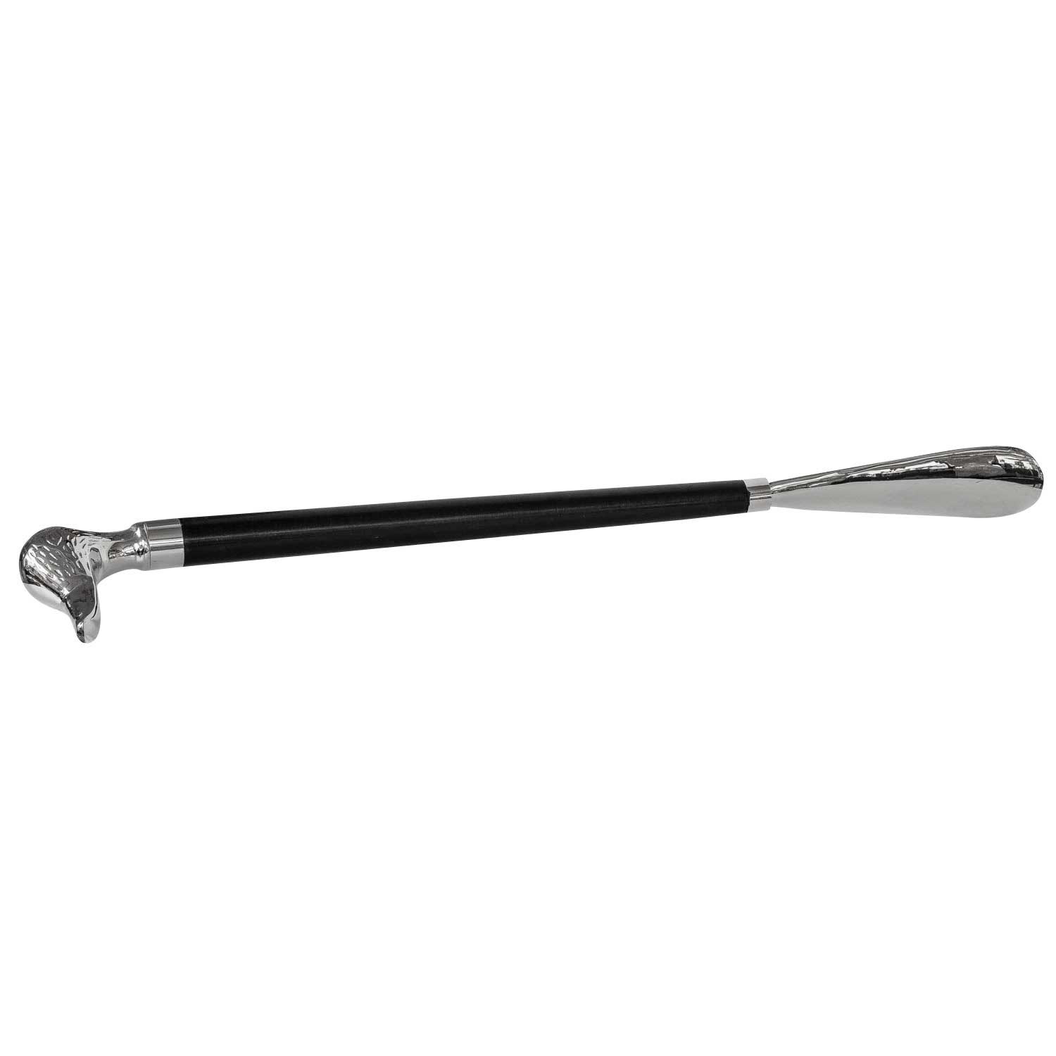 Schuhanzieher Schuhlöffel Metall Vogel silber im Antik-Stil - 48cm