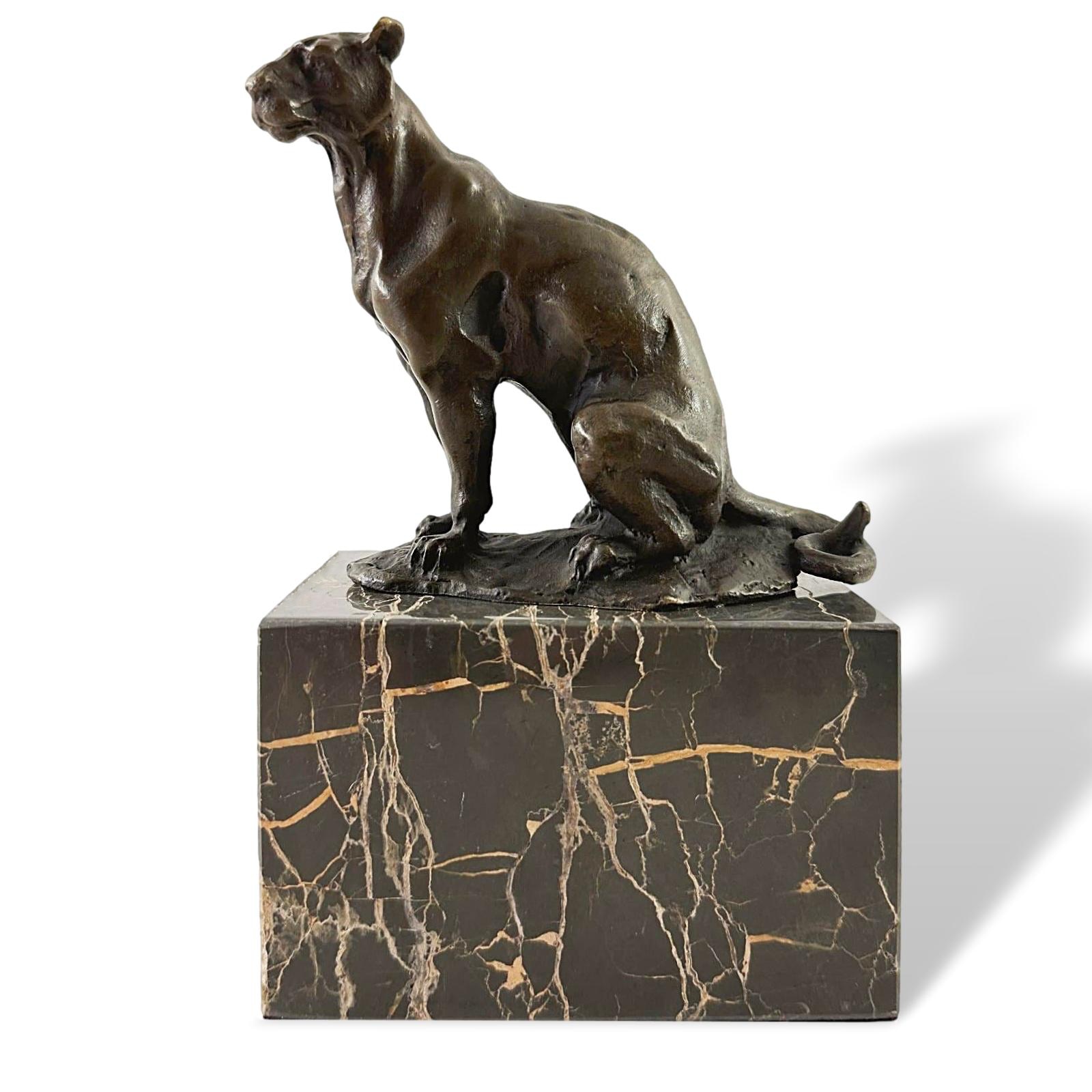 Figura de bronce Puma Panther Leopard réplica de la escultura de Carvin