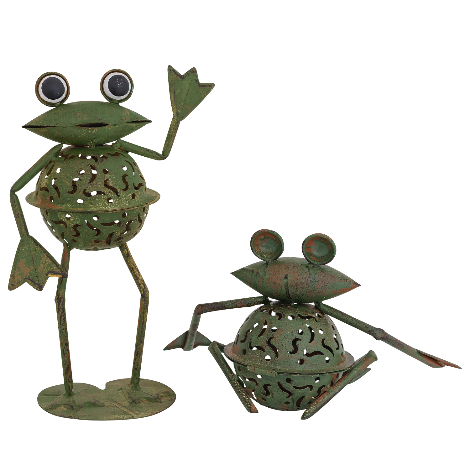 2x Windlicht Frosch Teelichthalter Frösche Garten garden tealight holder frog