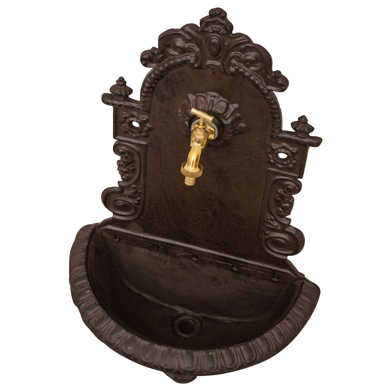 Waschbecken Wandbrunnen Garten Eisen Antik-Stil Brunnen braun 75cm