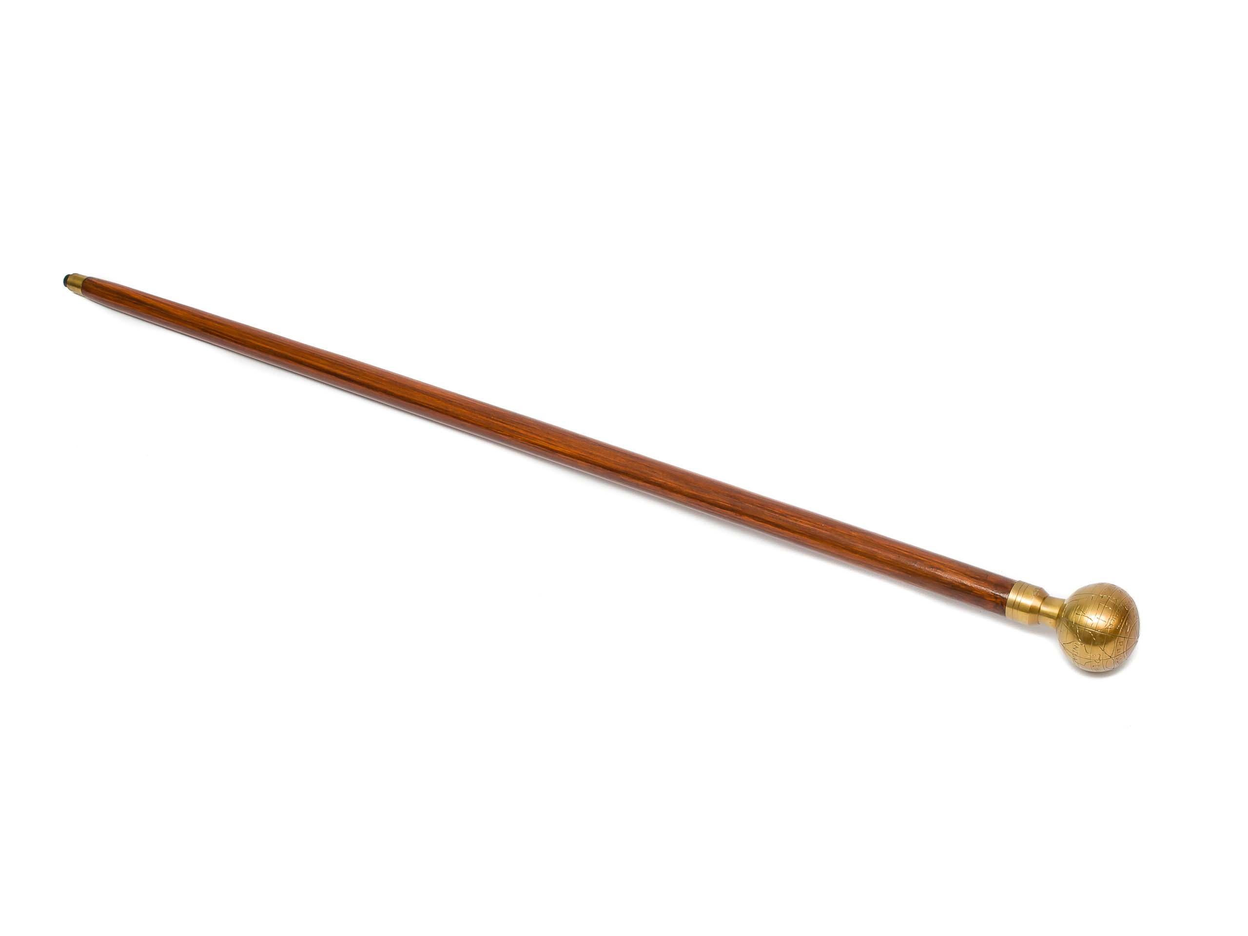 Spazierstock Weltkugel Erde Holz Wanderstock Flanierstock goldfarbener Griff