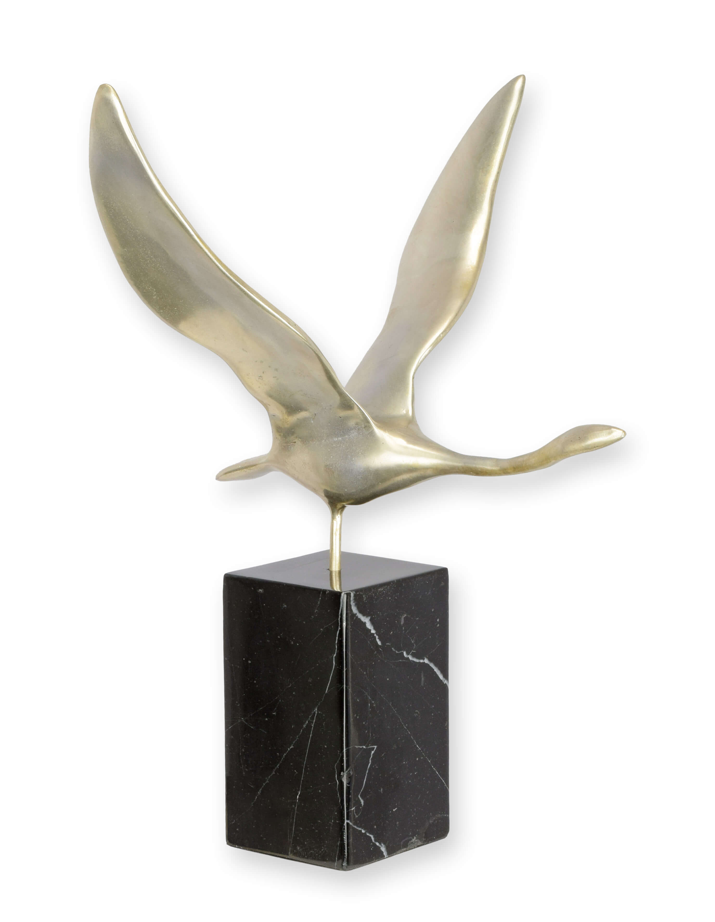 Skulptur, Vogel, Brunnenfigur, Marmor-Sockel, Metallfigur
