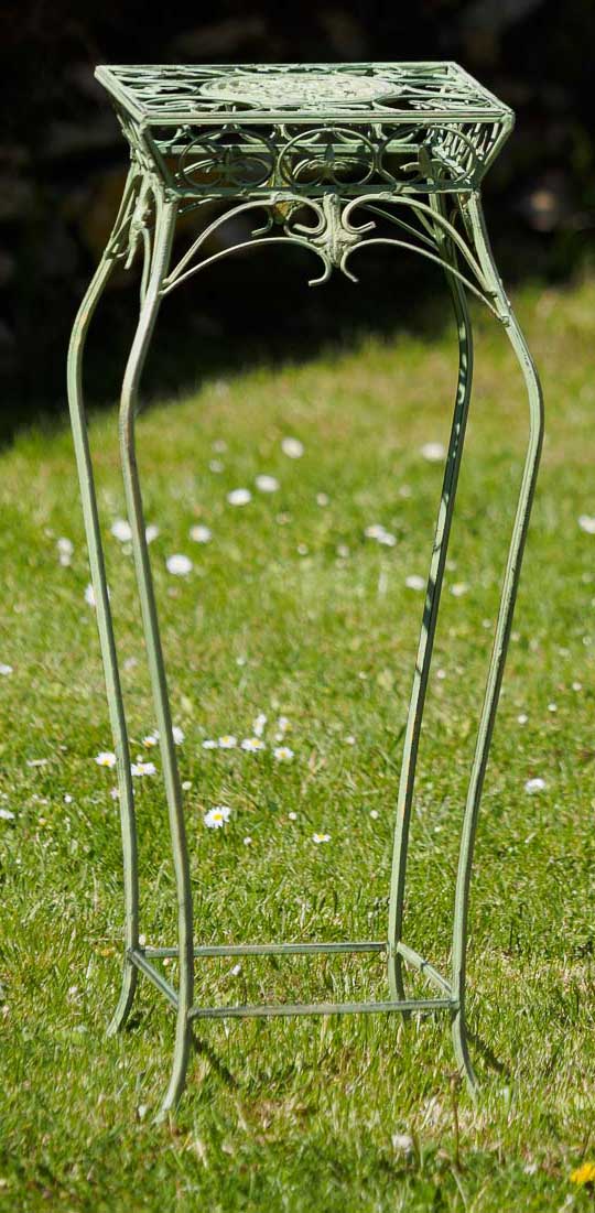 Blumenhocker 71cm Blumentisch Blumenständer Garten grün Eisen Blumensäule