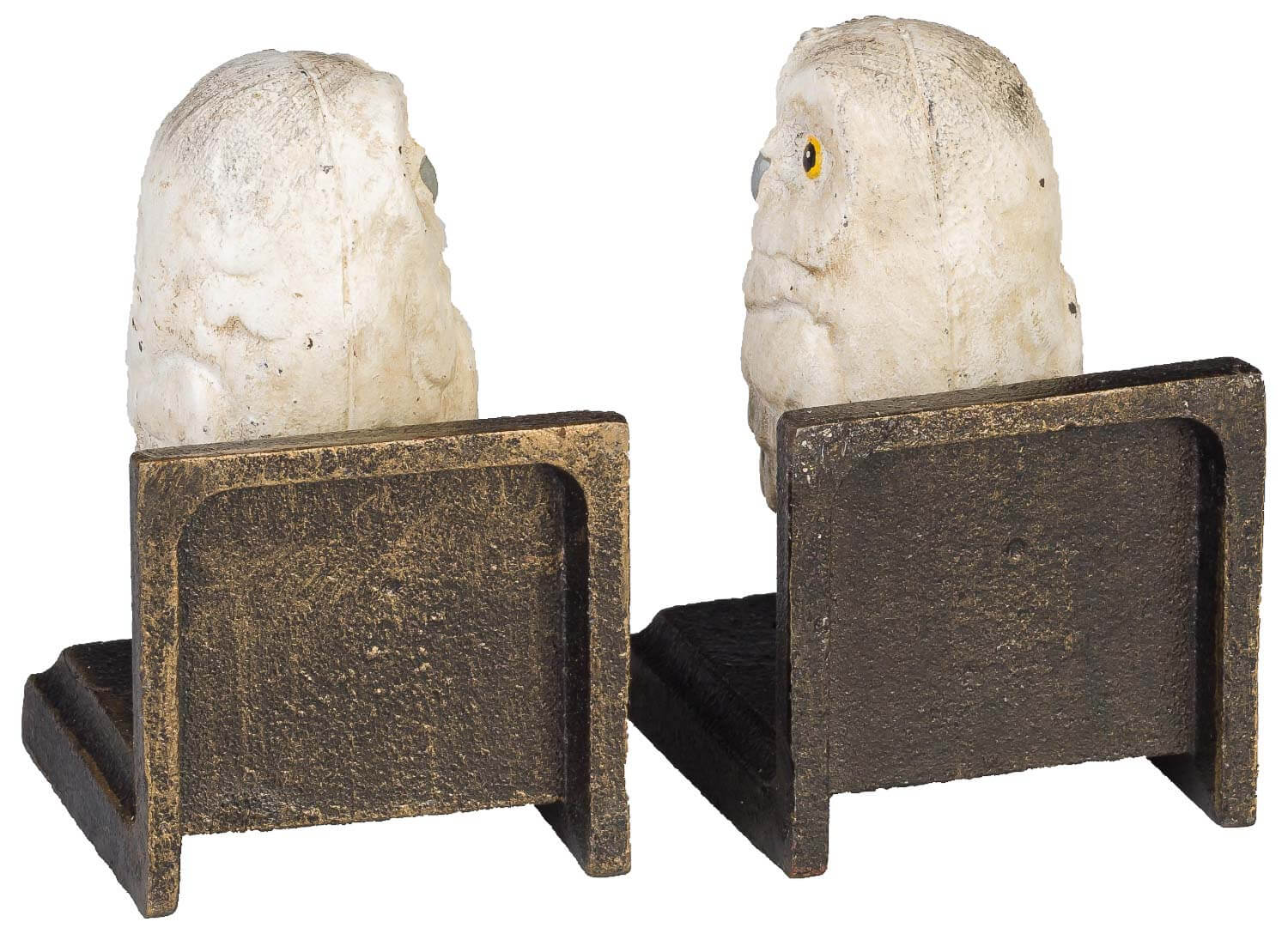 2 Buchstützen Buchständer Eule Statue Figur Skulptur Eisen 12cm Antik-Stil