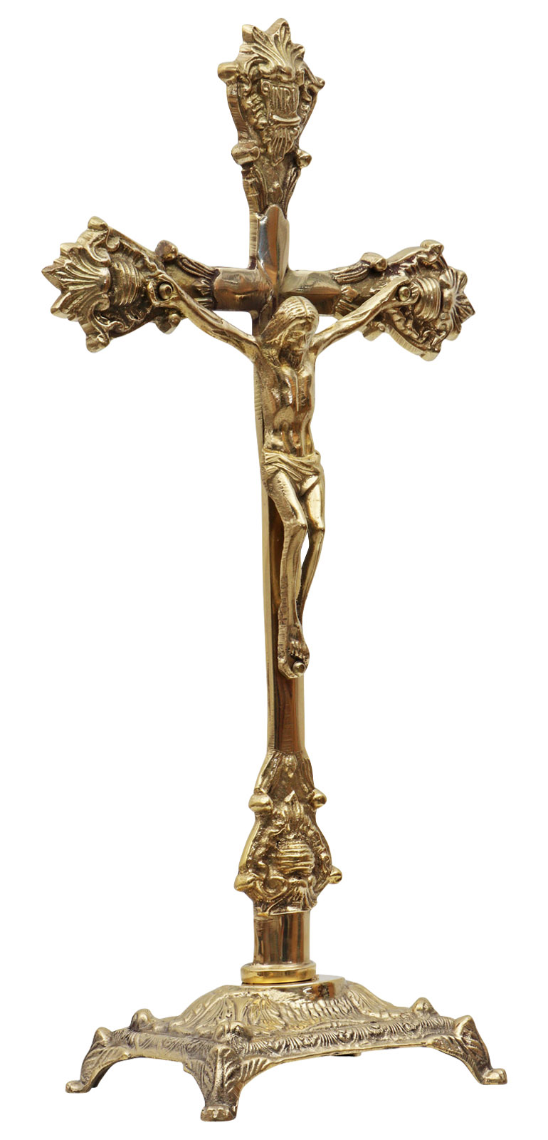 Kruzifix Altarkreuz Kreuz Kirche Standkreuz Messing Antik-Stil 39cm