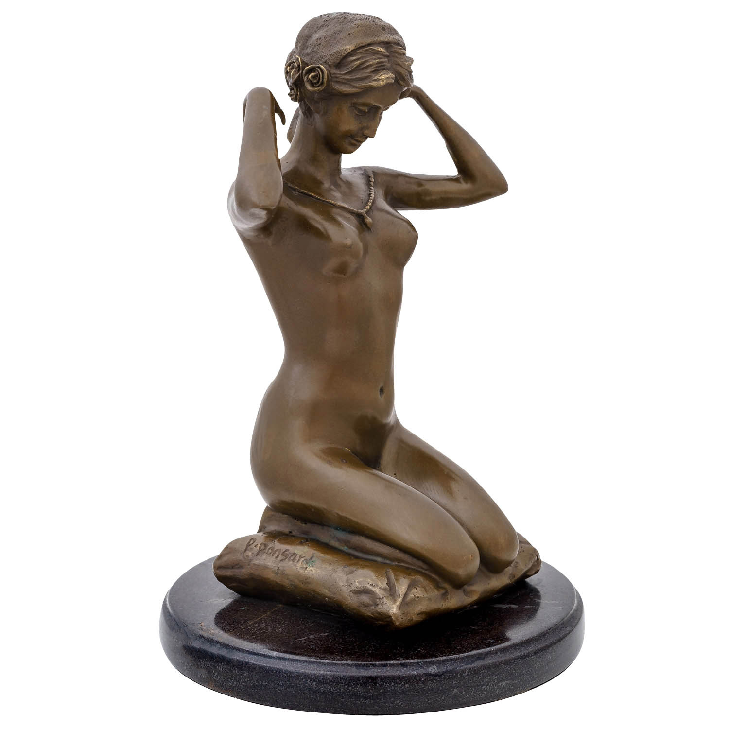 YB139-2 Bronzefigur kniende Frau nach Paul Ponsard Bronze Skulptur 28cm Replik Kopie