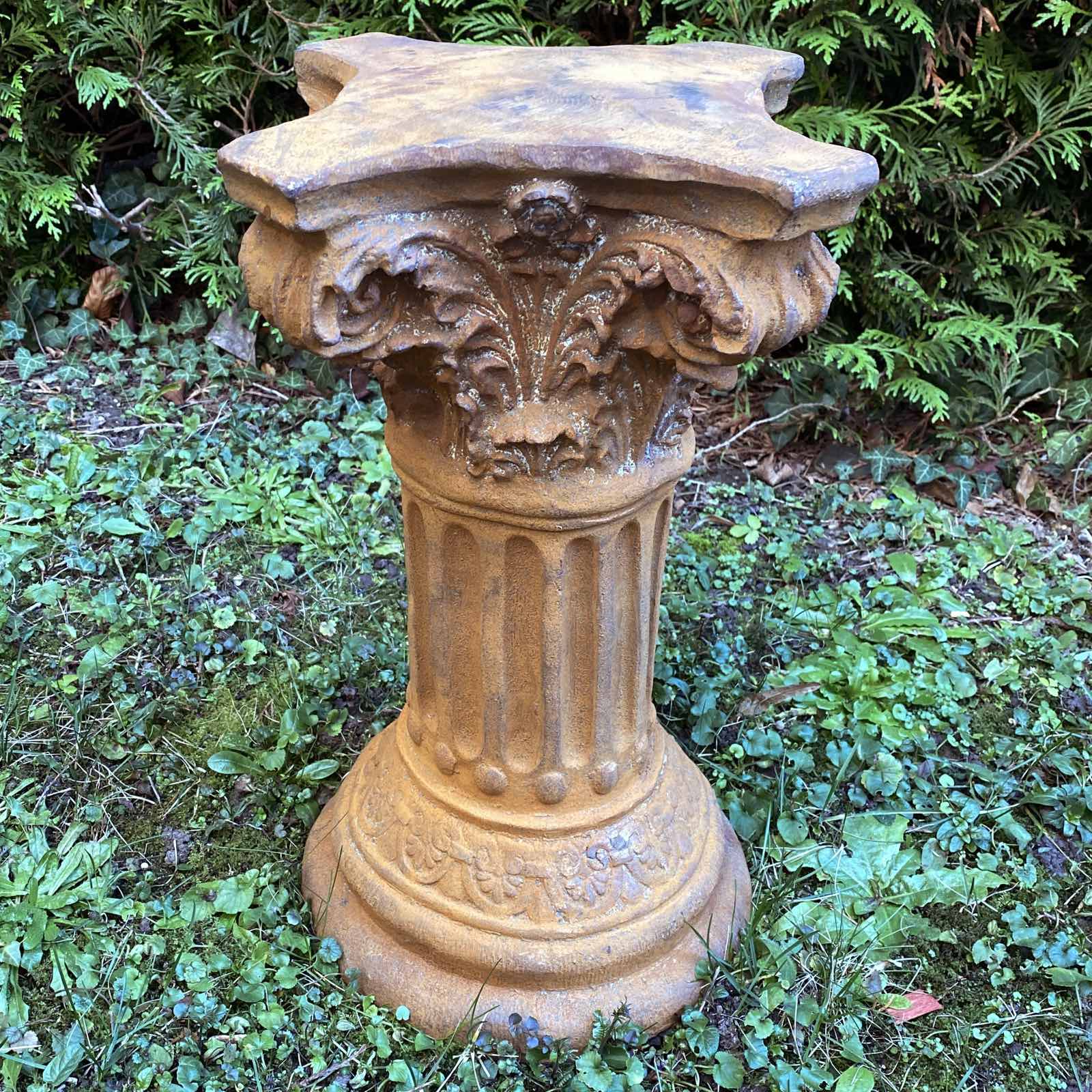 Säule Podest Blumensäule Garten Säule für Skulptur Eisen Rost 49cm Antik-Stil