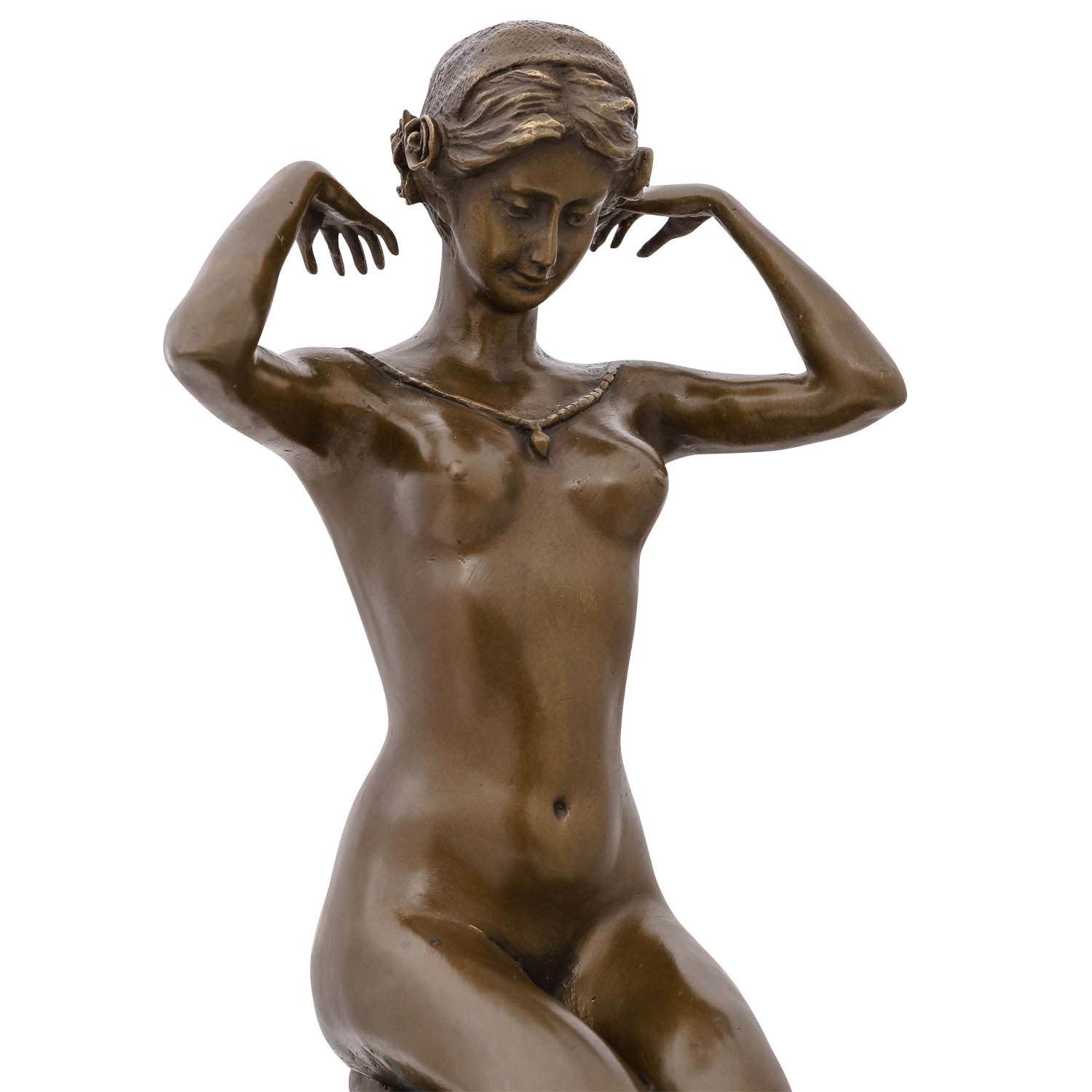 YB139-8 Bronzefigur kniende Frau nach Paul Ponsard Bronze Skulptur 28cm Replik Kopie