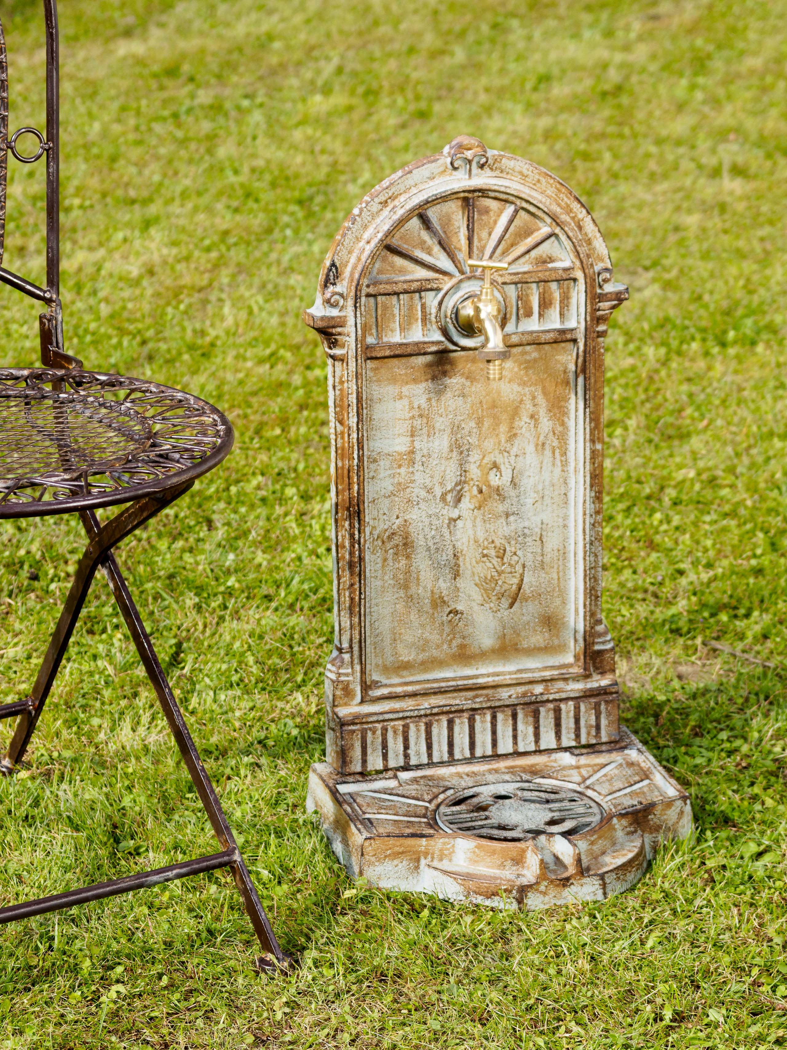 Standbrunnen 64cm Waschbecken 11kg Brunnen Eisen grün Wandbrunnen Antik-Stil