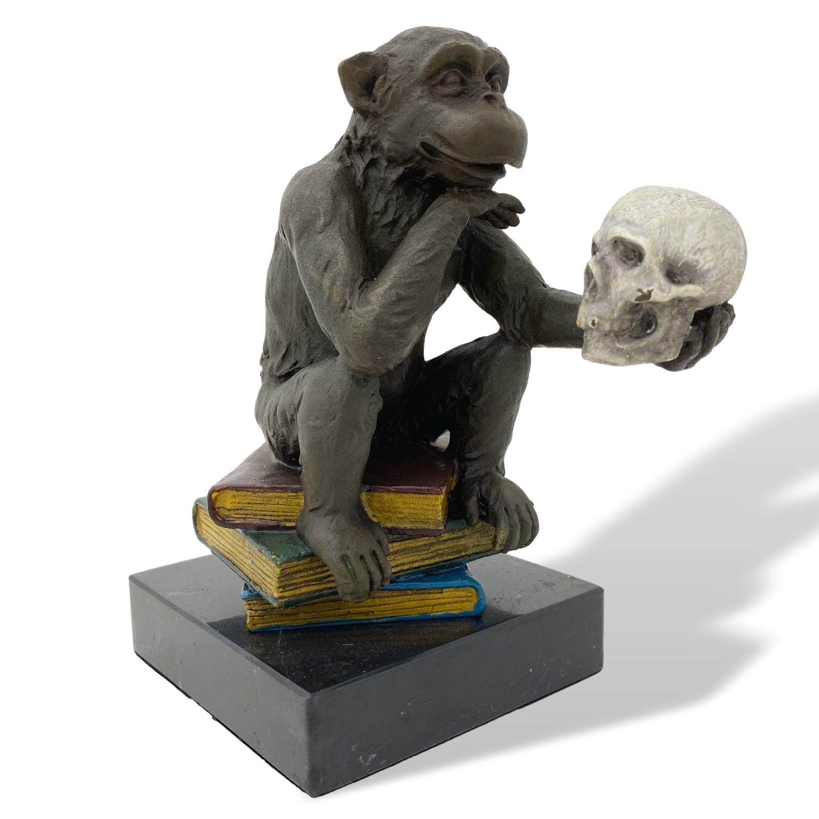 Figura de bronce mono Darwin de filosofía escultura bronce estilo antiguo 14cm