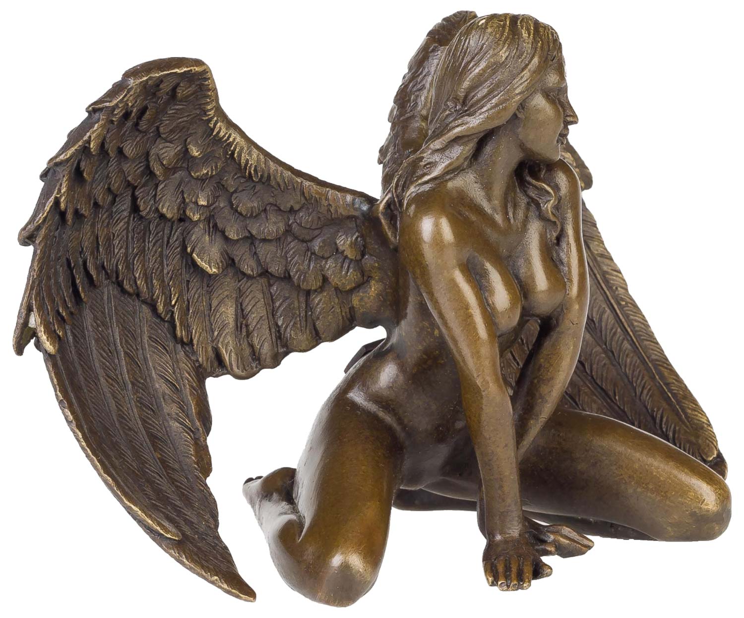 Bronzeskulptur Bronze Figur Bronzefigur Engel Akt Frau Skulptur Antik-Stil