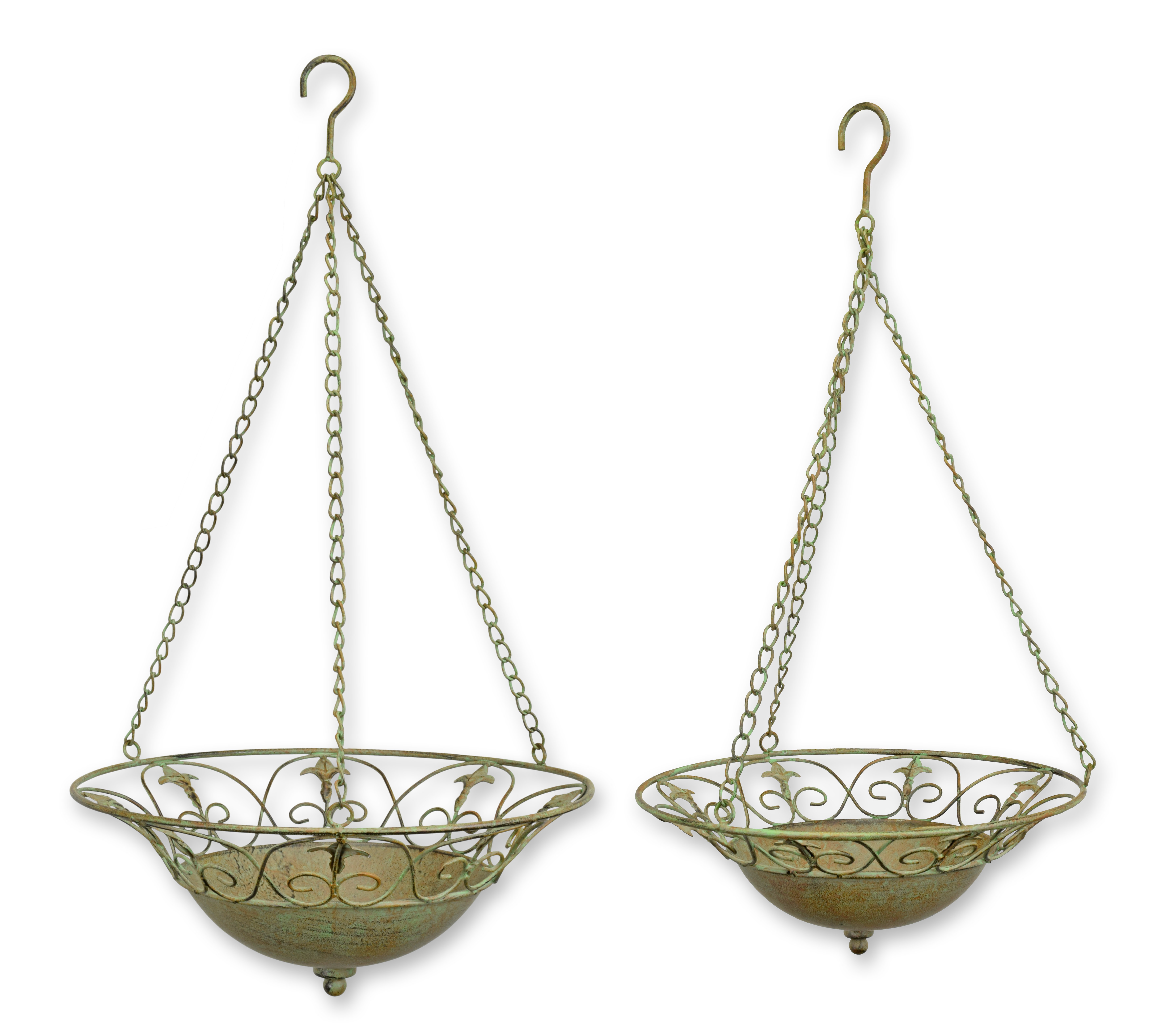 Un par de cestas de hierro colgantes réplica diseño retro decoración Bronze