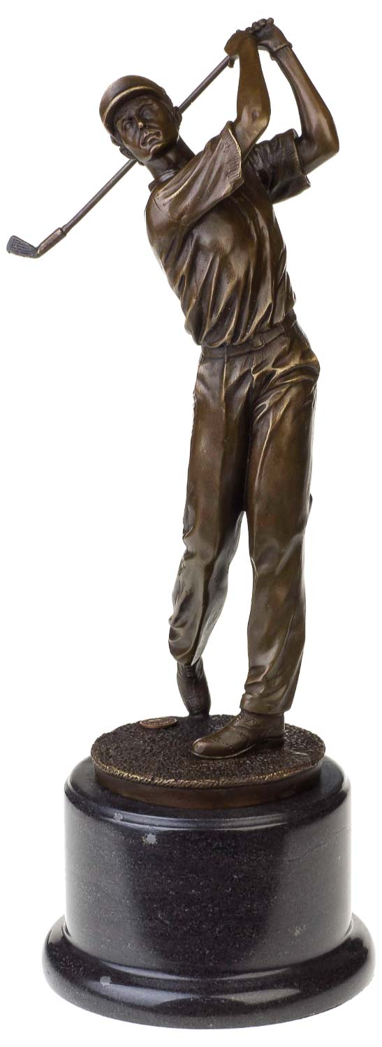 Bronzeskulptur Antik-Stil Golf Golfer Mann Abschlag Bronze Figur Statue - 38cm