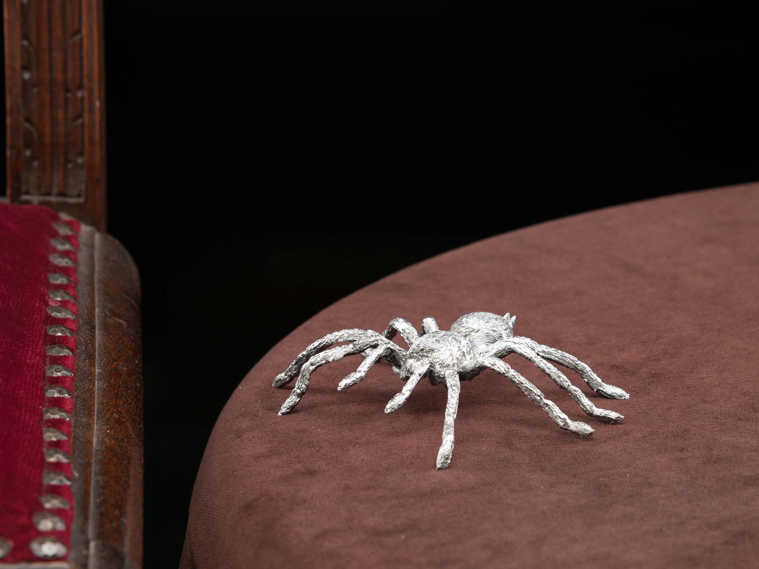 Zinnfigur Spinne Figur Skulptur Silber Insekt Zinn sculpture spider