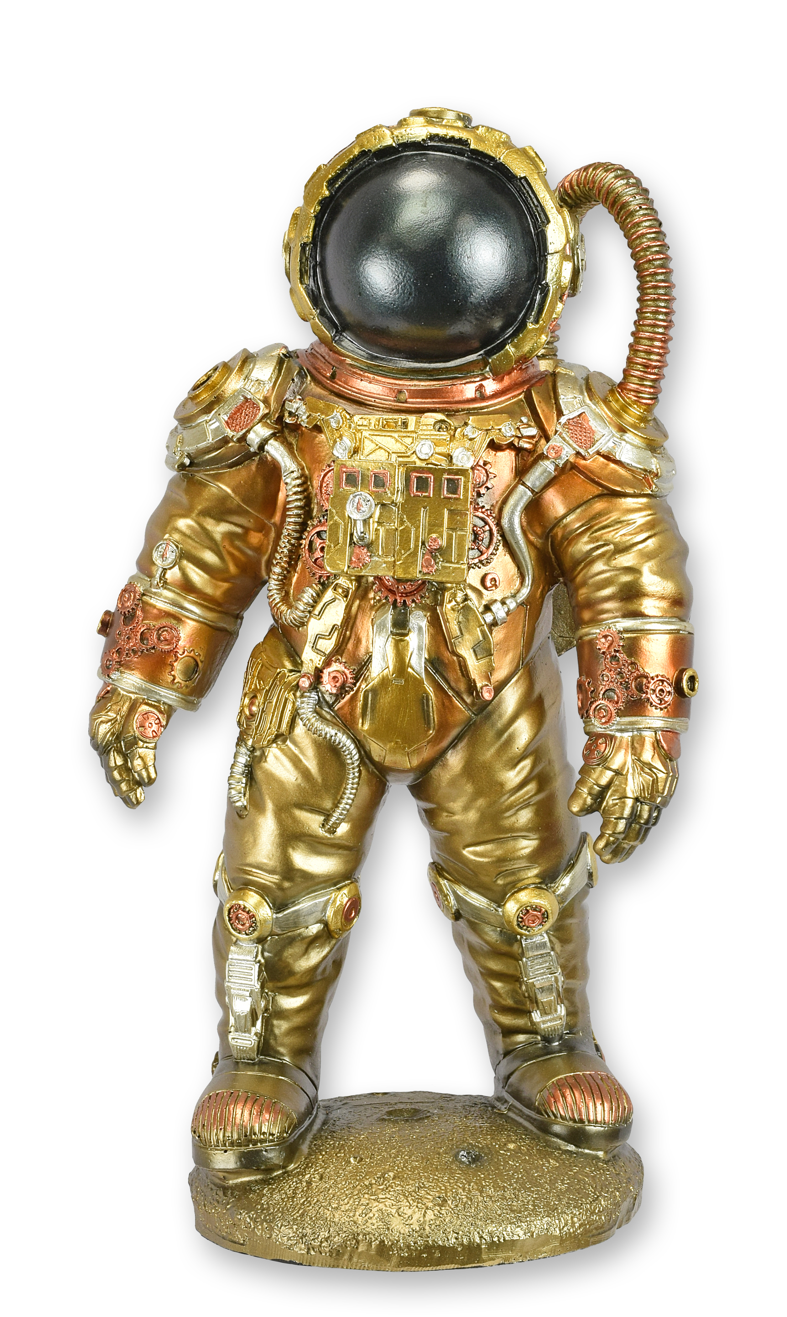 Una figurita steampunk de resina de un astronauta. réplica diseño retro decoración