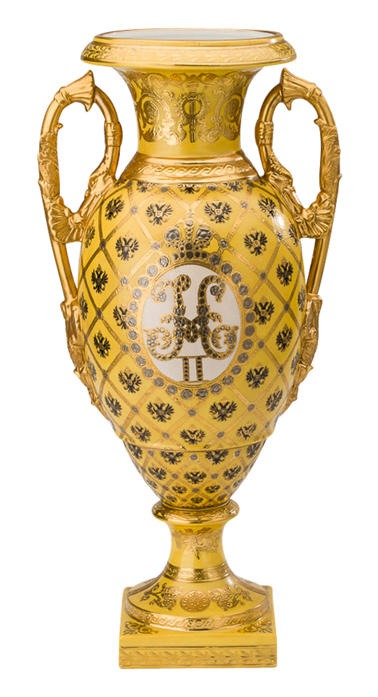 Vase Porzellan 54cm Henkelvase Amphore Russland Adler Antikstil porcelain